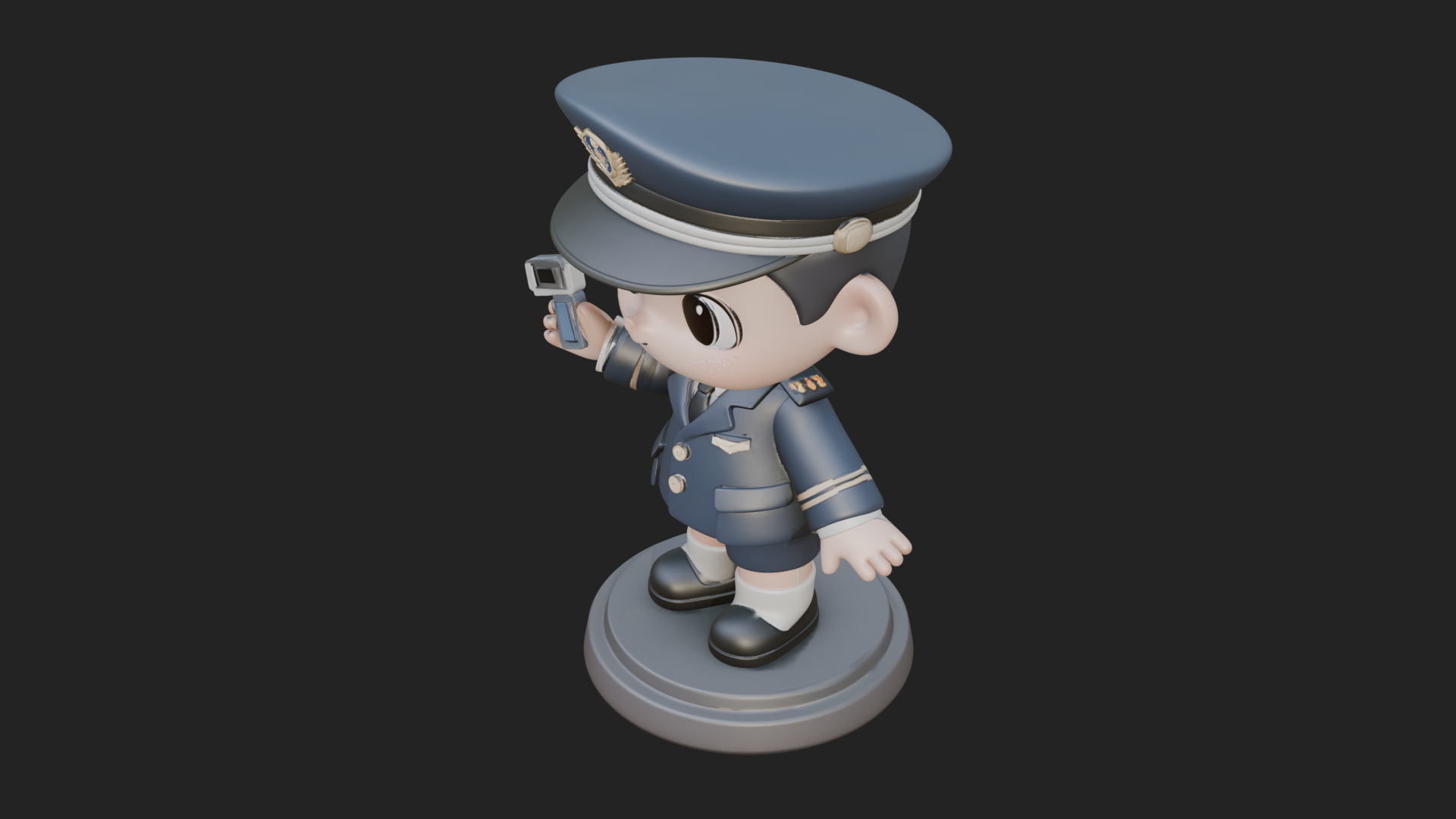 Chibi Police Officer Statue Design 10 3D Print Model 3D Model