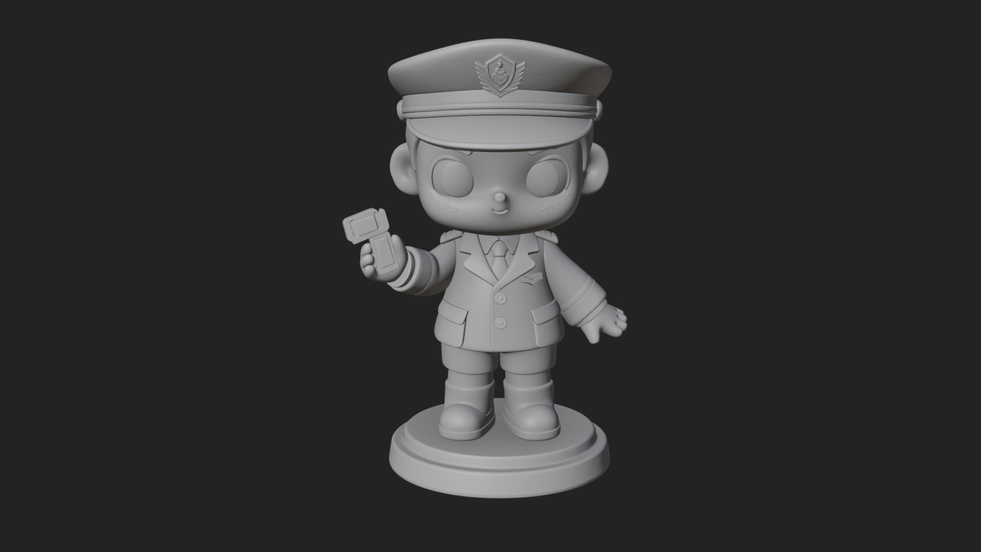 Chibi Police Officer Statue Design 10 3D Print Model 3D Model