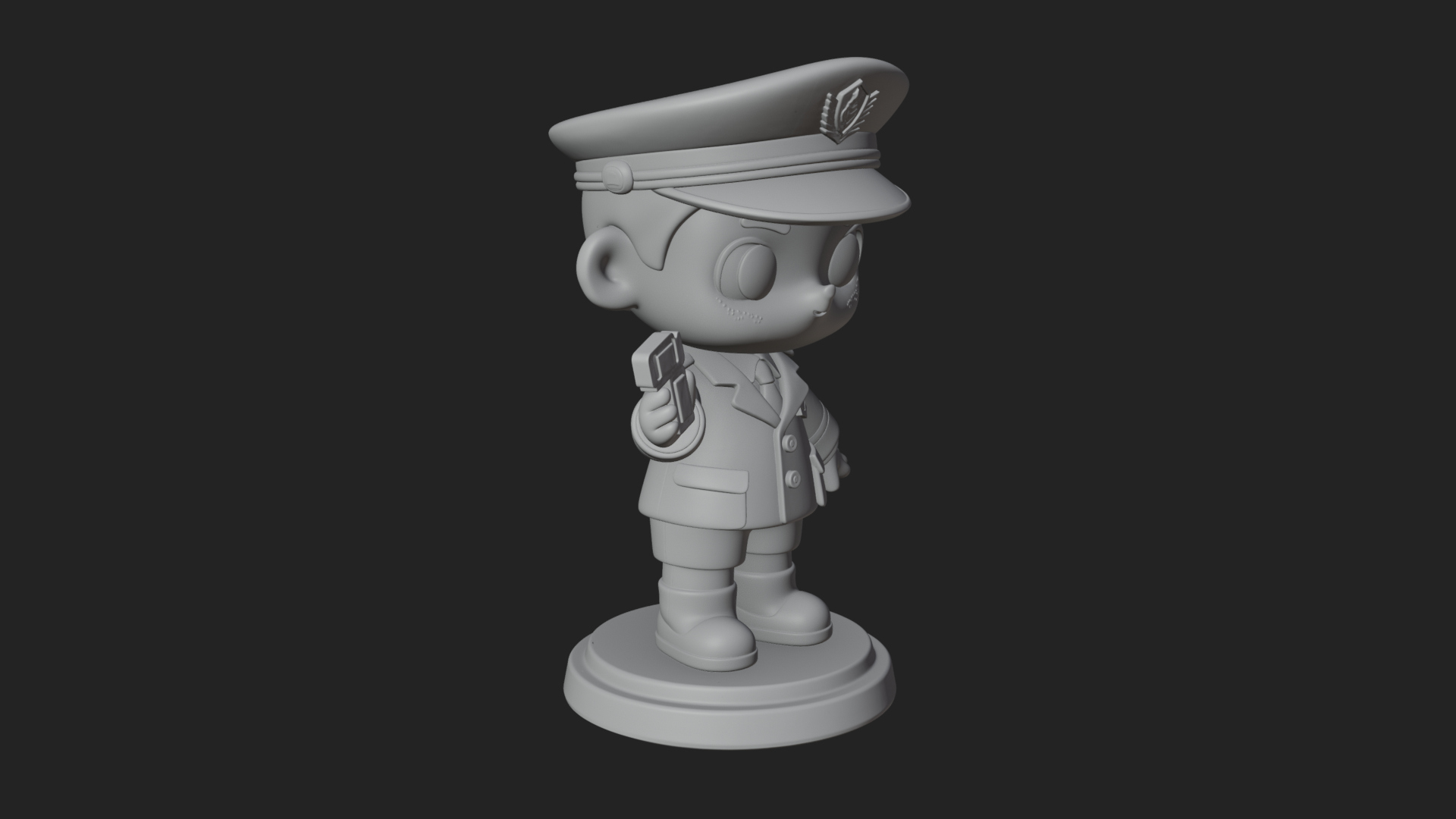 Chibi Police Officer Statue Design 10 3D Print Model 3D Model