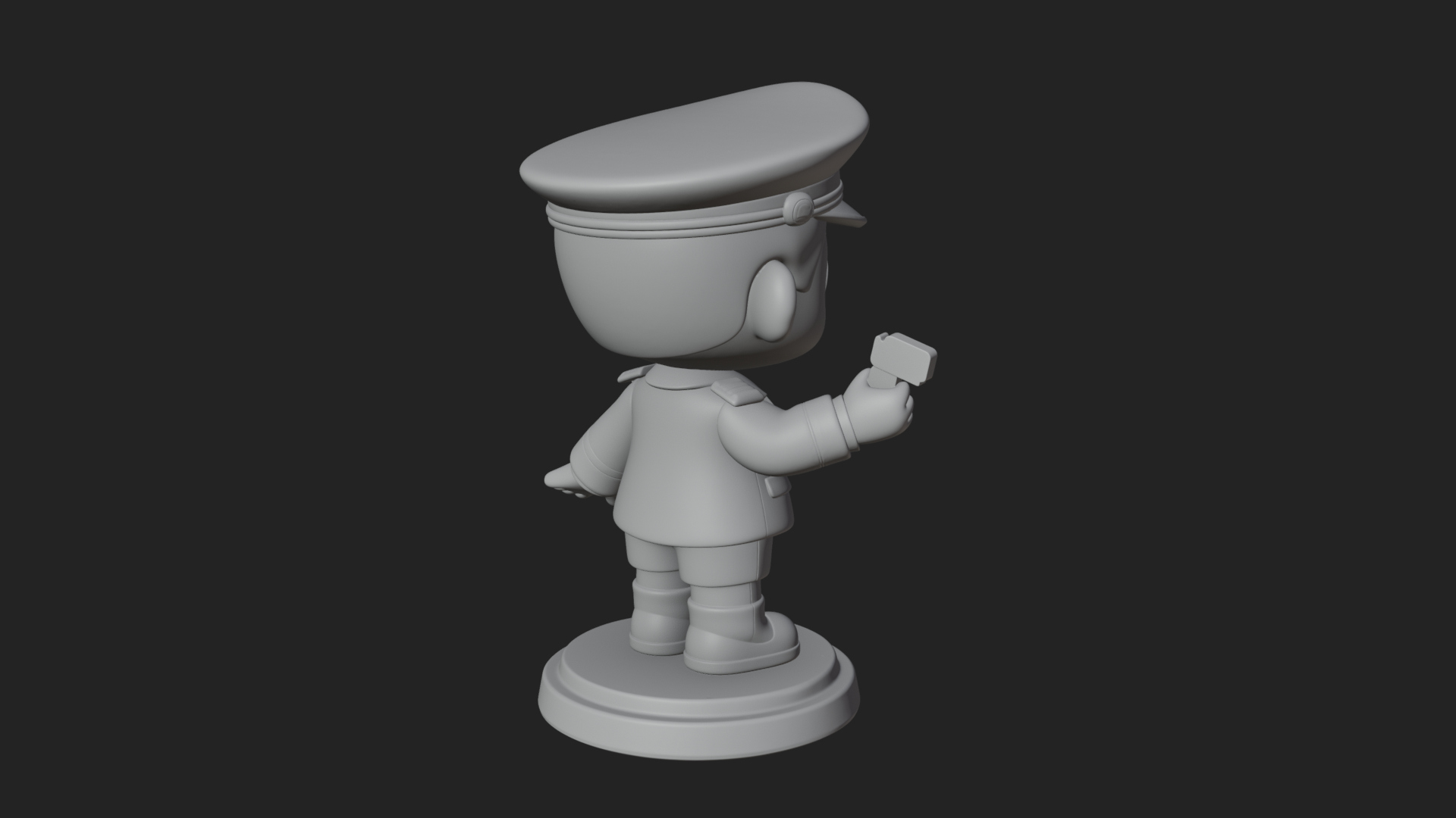 Chibi Police Officer Statue Design 10 3D Print Model 3D Model