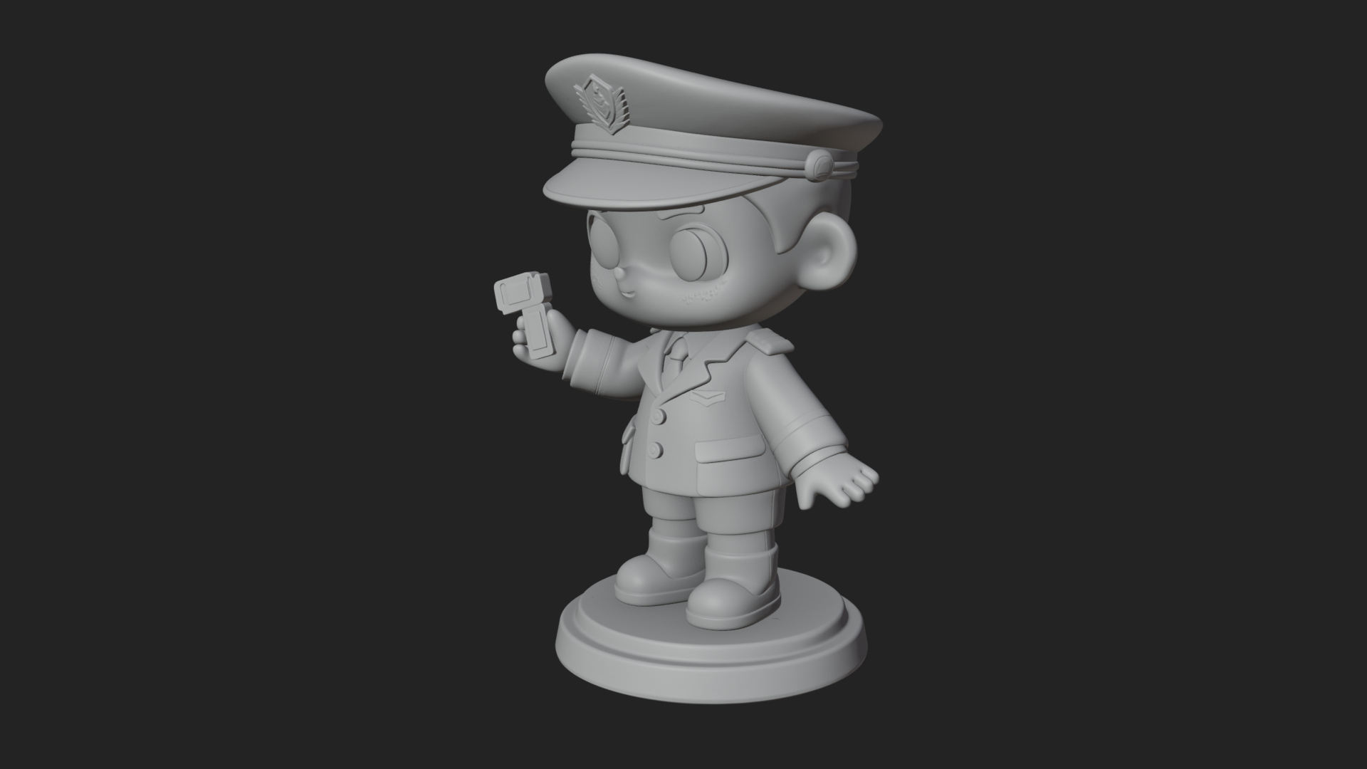 Chibi Police Officer Statue Design 10 3D Print Model 3D Model