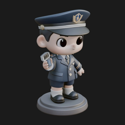 Chibi Police Officer Statue Design 10 3D Print Model