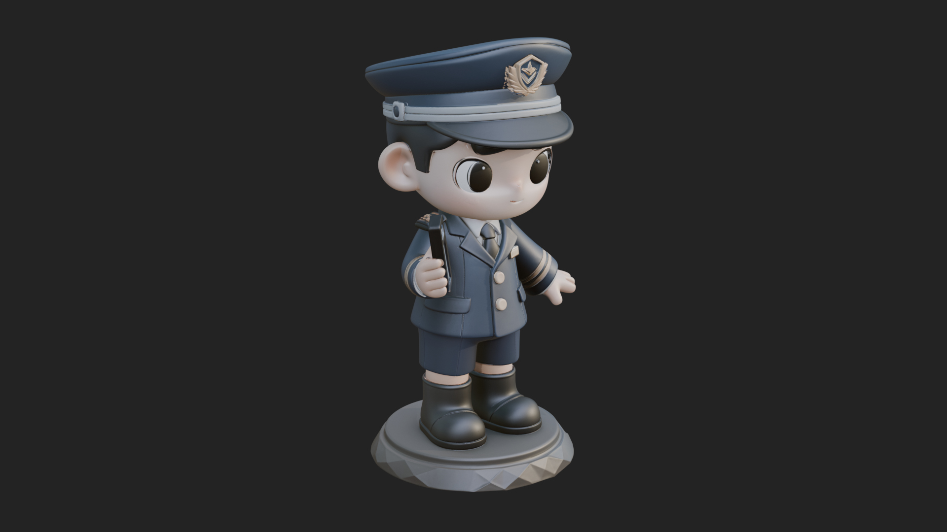 Chibi Police Officer Statue Design 11 3D Print Model 3D Model