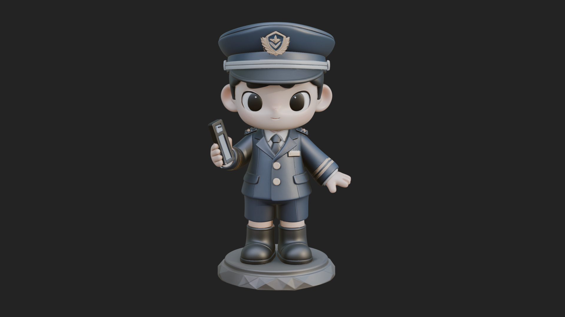 Chibi Police Officer Statue Design 11 3D Print Model 3D Model