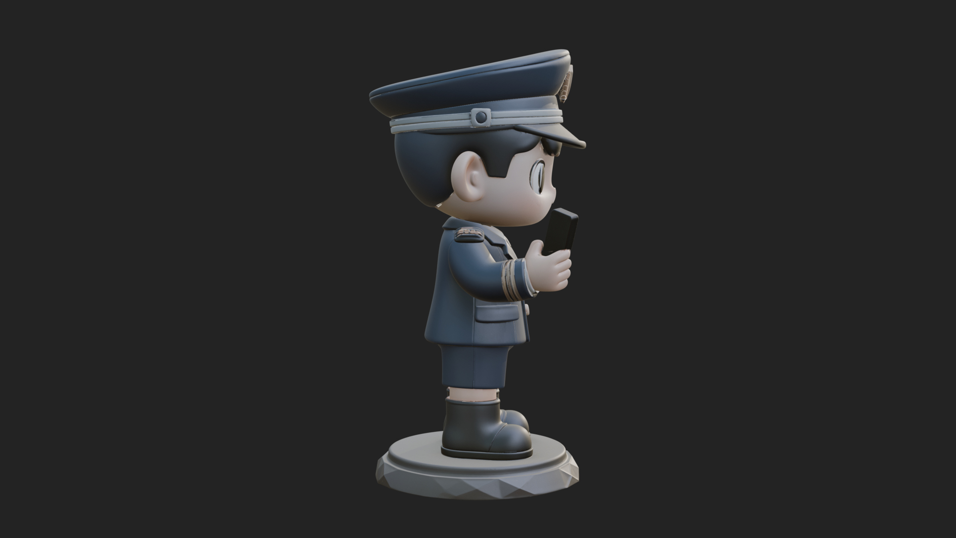 Chibi Police Officer Statue Design 11 3D Print Model 3D Model
