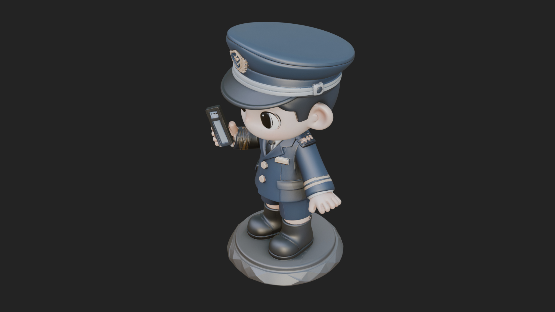 Chibi Police Officer Statue Design 11 3D Print Model 3D Model