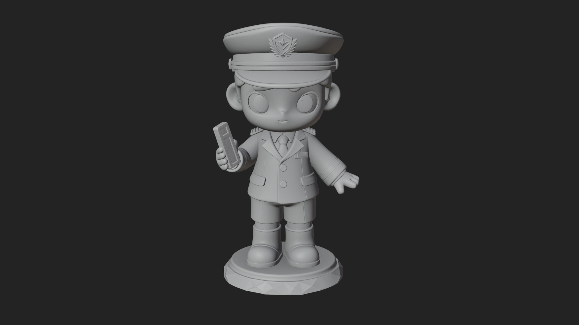Chibi Police Officer Statue Design 11 3D Print Model 3D Model