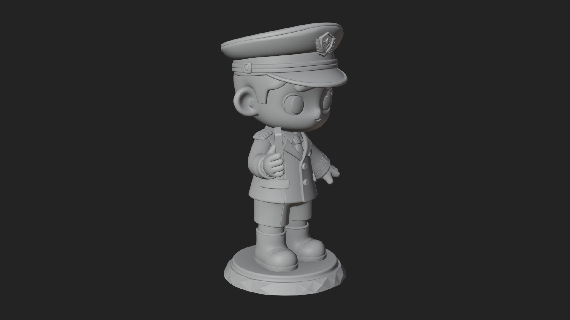 Chibi Police Officer Statue Design 11 3D Print Model 3D Model