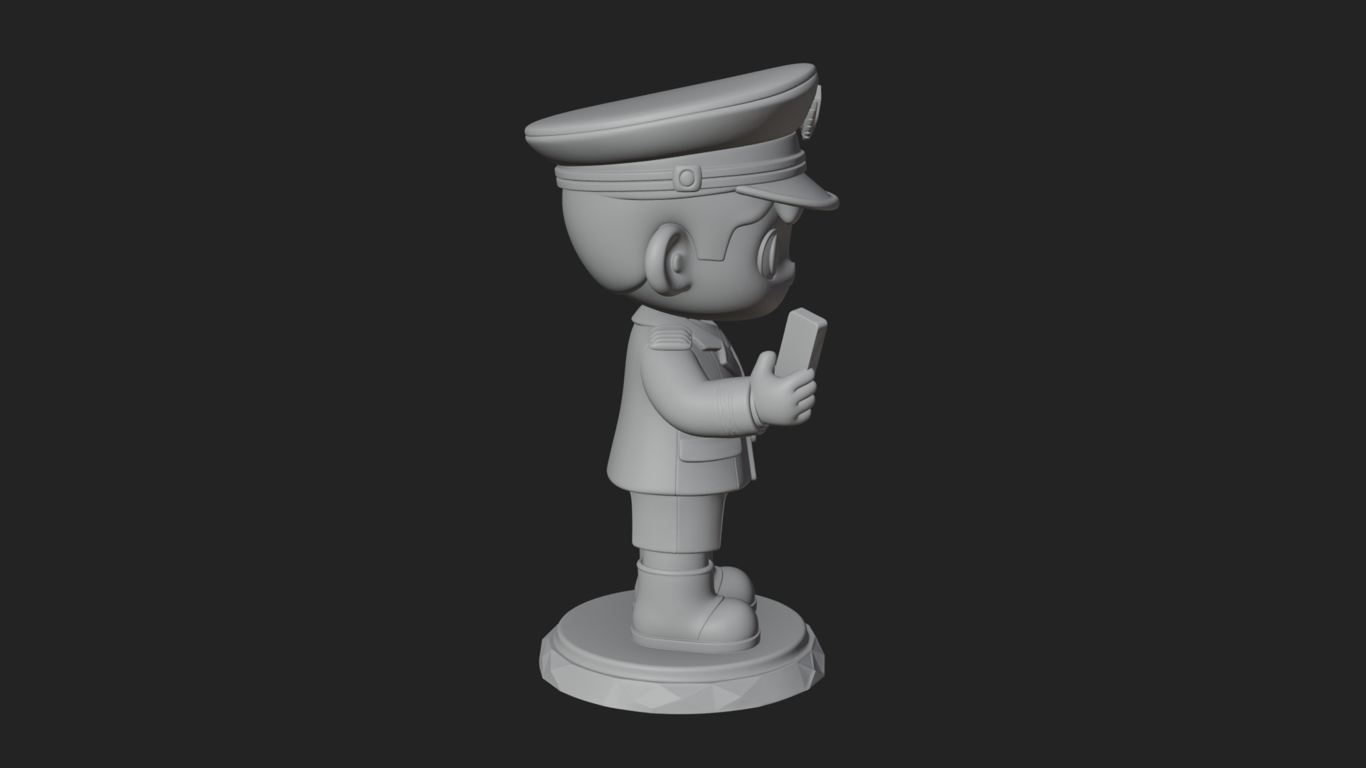 Chibi Police Officer Statue Design 11 3D Print Model 3D Model