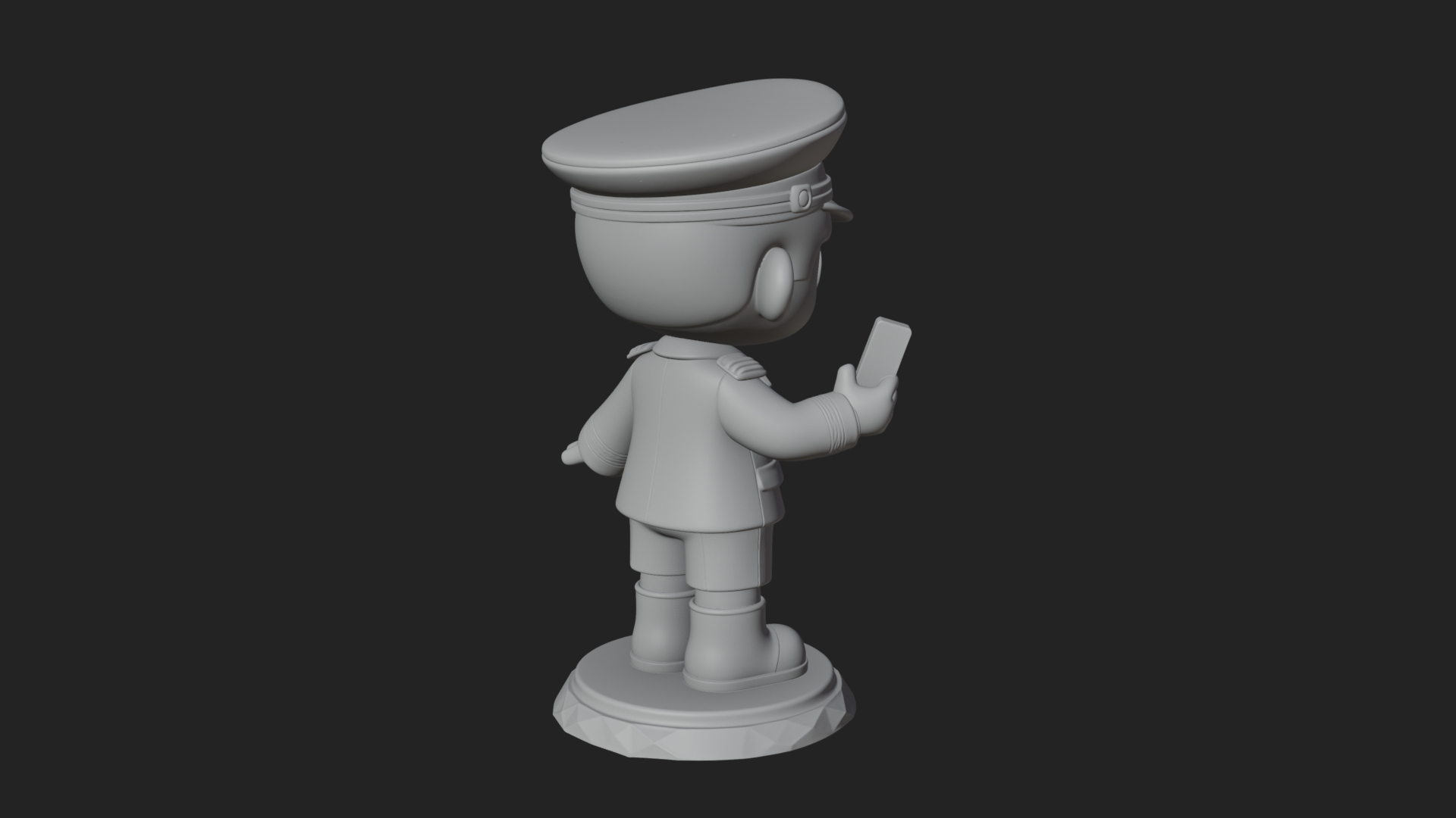 Chibi Police Officer Statue Design 11 3D Print Model 3D Model