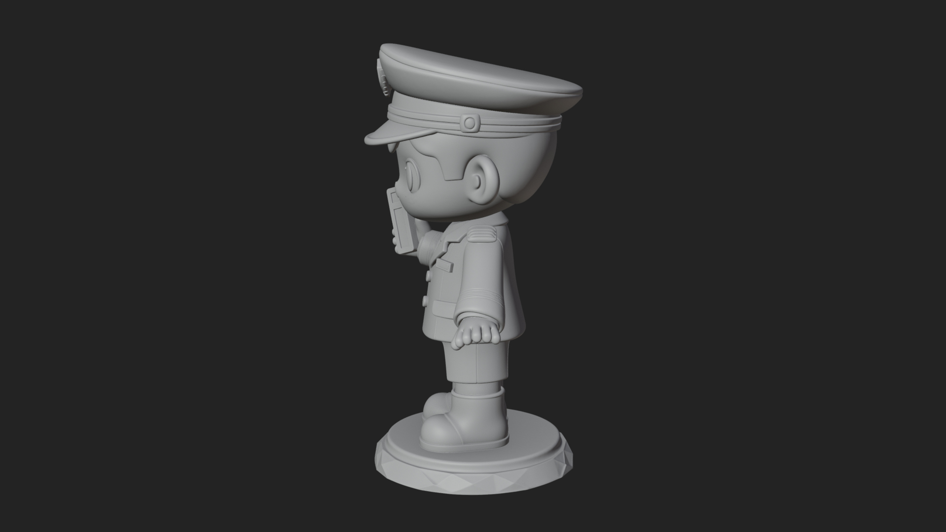 Chibi Police Officer Statue Design 11 3D Print Model 3D Model