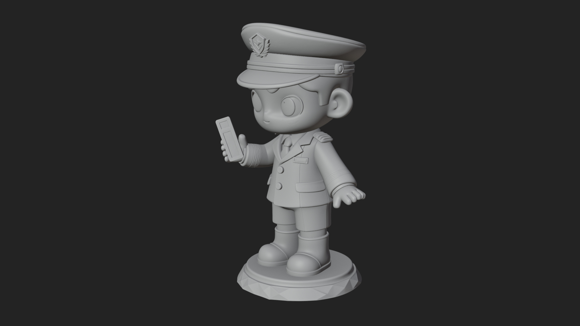 Chibi Police Officer Statue Design 11 3D Print Model 3D Model
