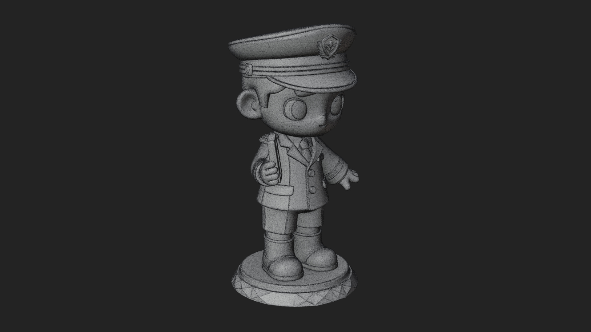 Chibi Police Officer Statue Design 11 3D Print Model 3D Model