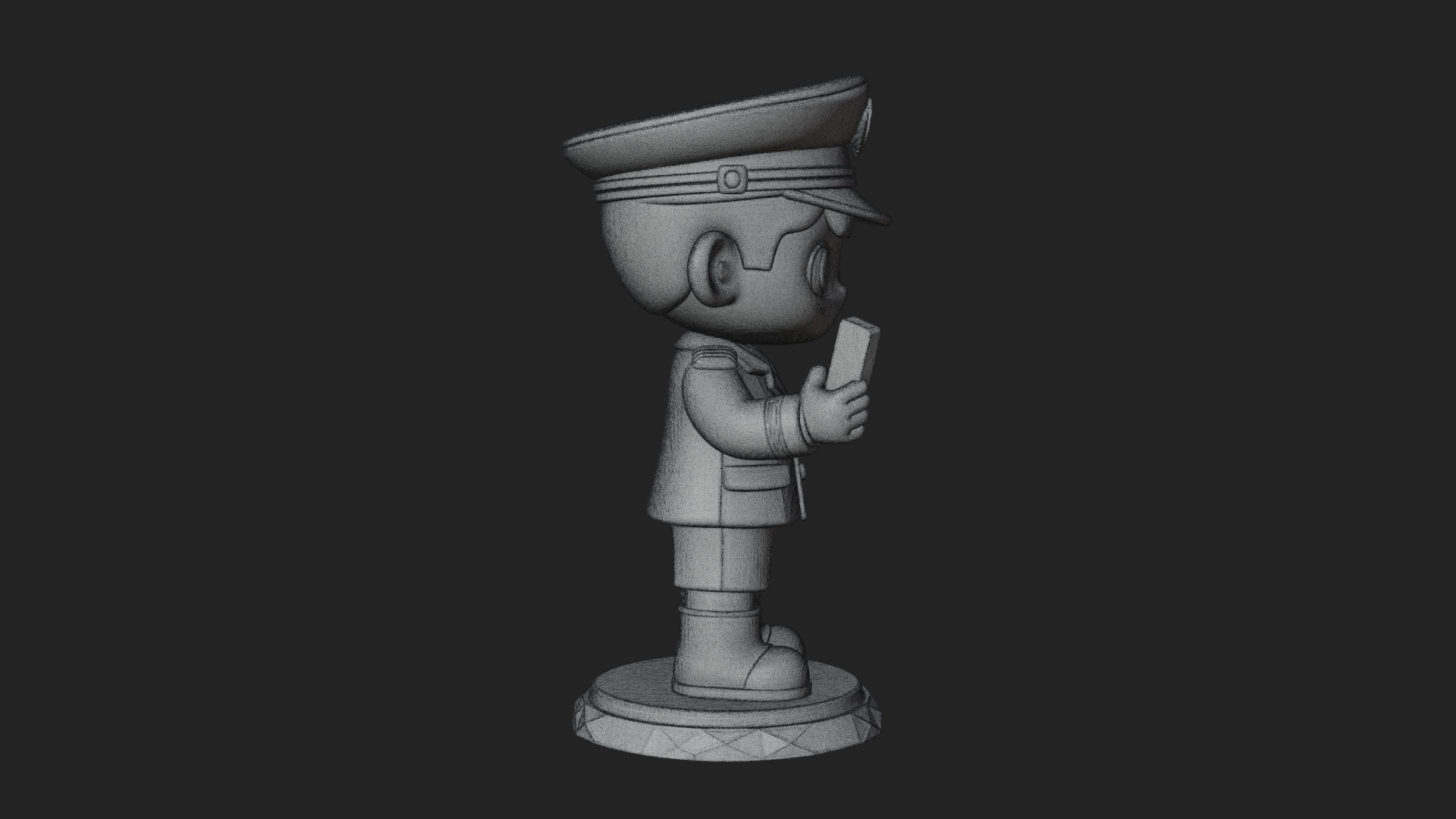 Chibi Police Officer Statue Design 11 3D Print Model 3D Model