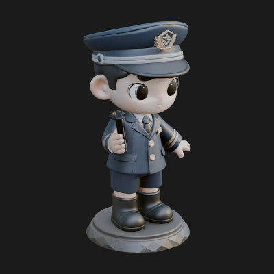 Chibi Police Officer Statue Design 11 3D Print Model