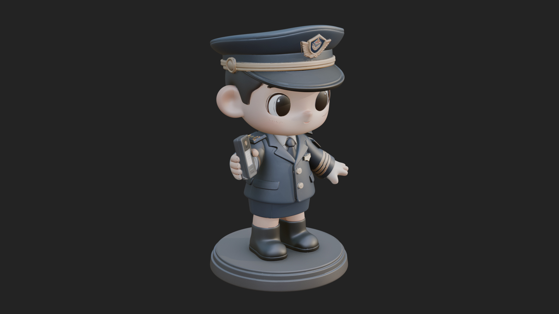 Chibi Police Officer Statue Design 12 3D Print Model 3D Model