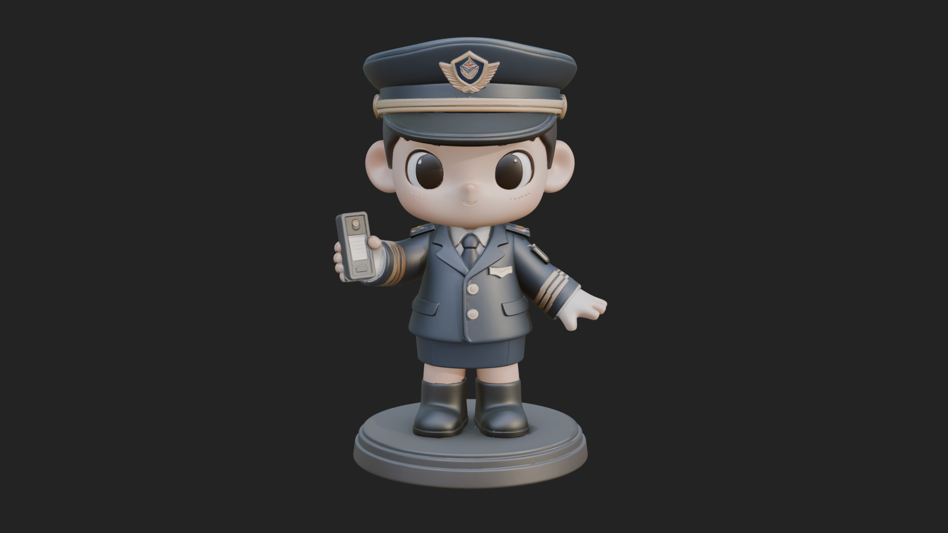 Chibi Police Officer Statue Design 12 3D Print Model 3D Model