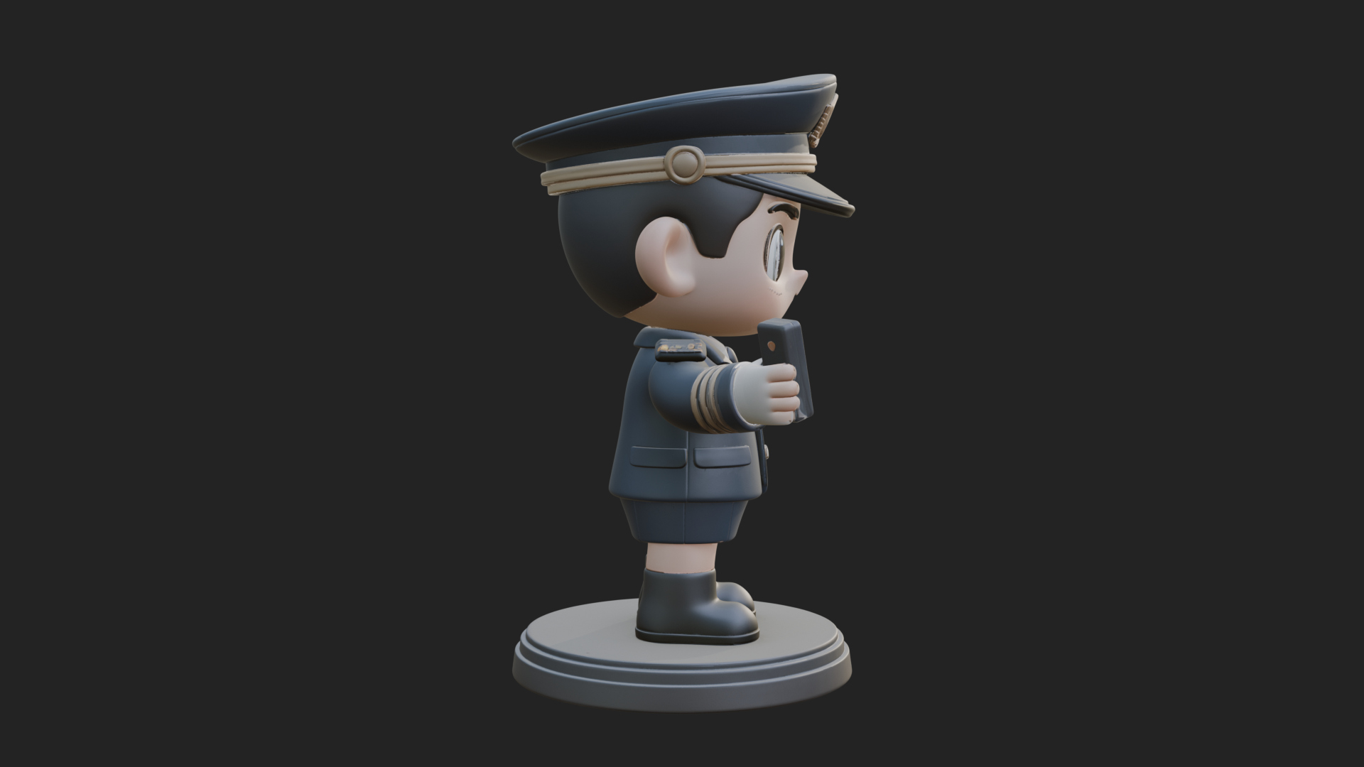 Chibi Police Officer Statue Design 12 3D Print Model 3D Model