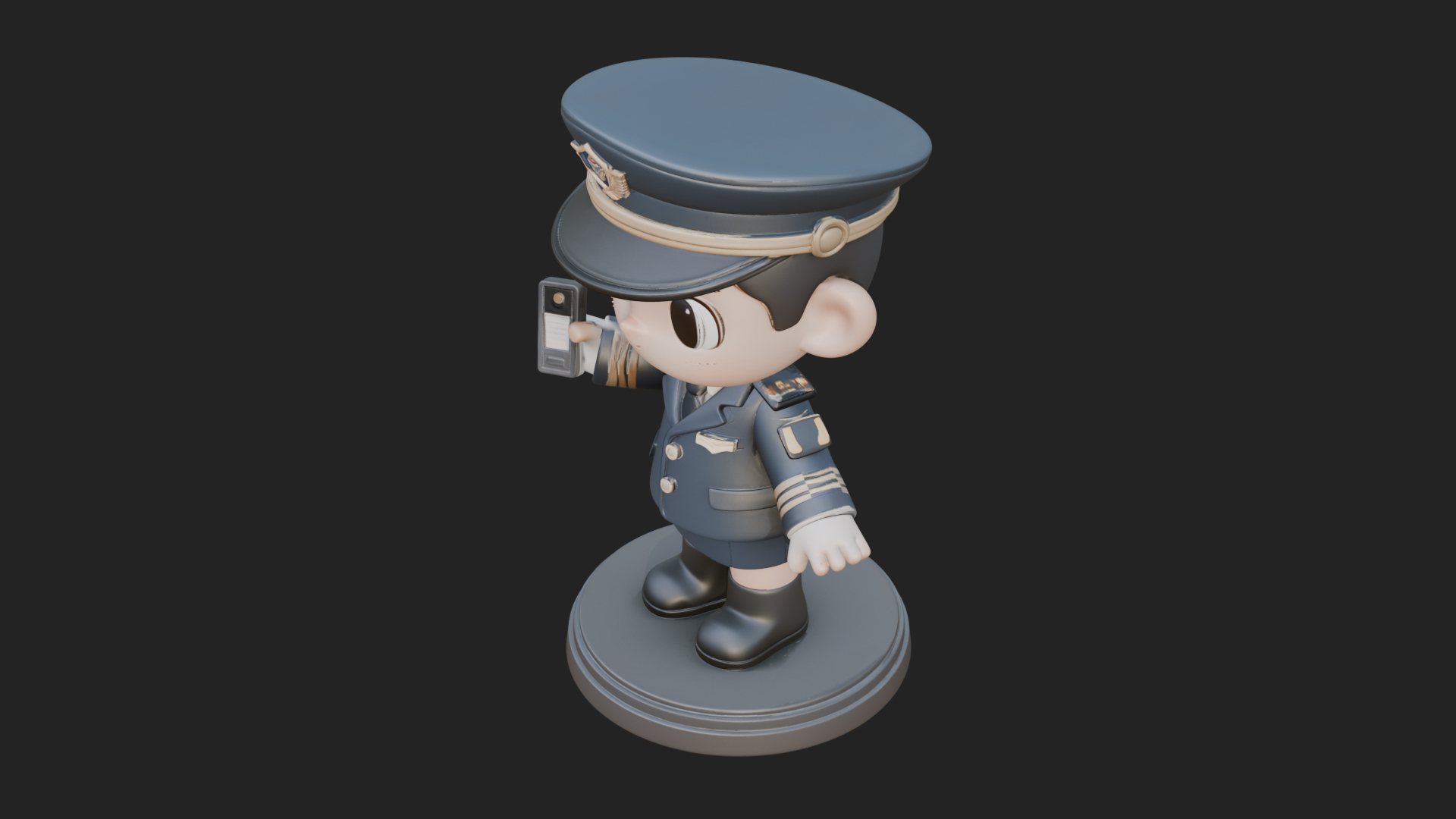 Chibi Police Officer Statue Design 12 3D Print Model 3D Model