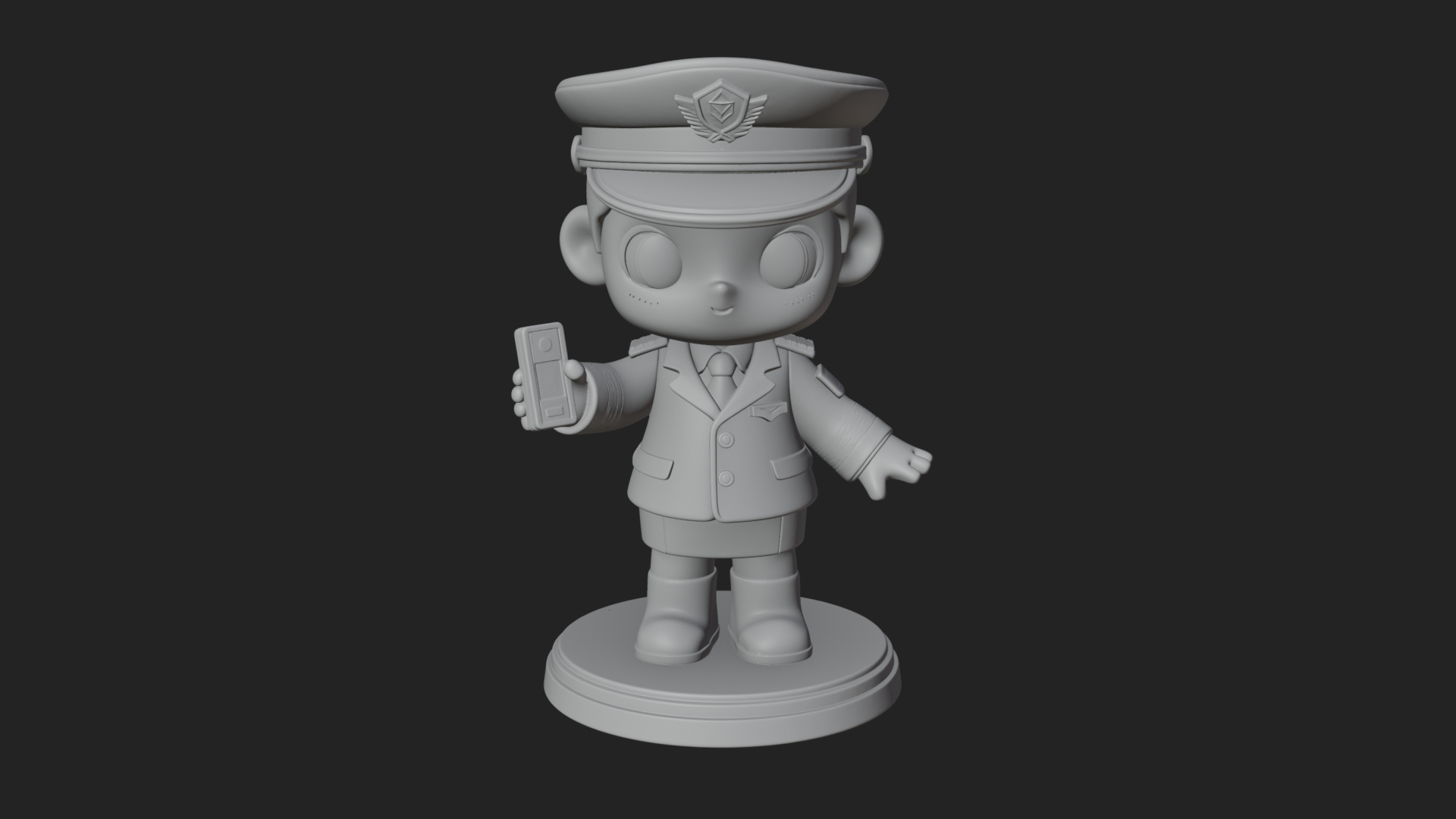 Chibi Police Officer Statue Design 12 3D Print Model 3D Model