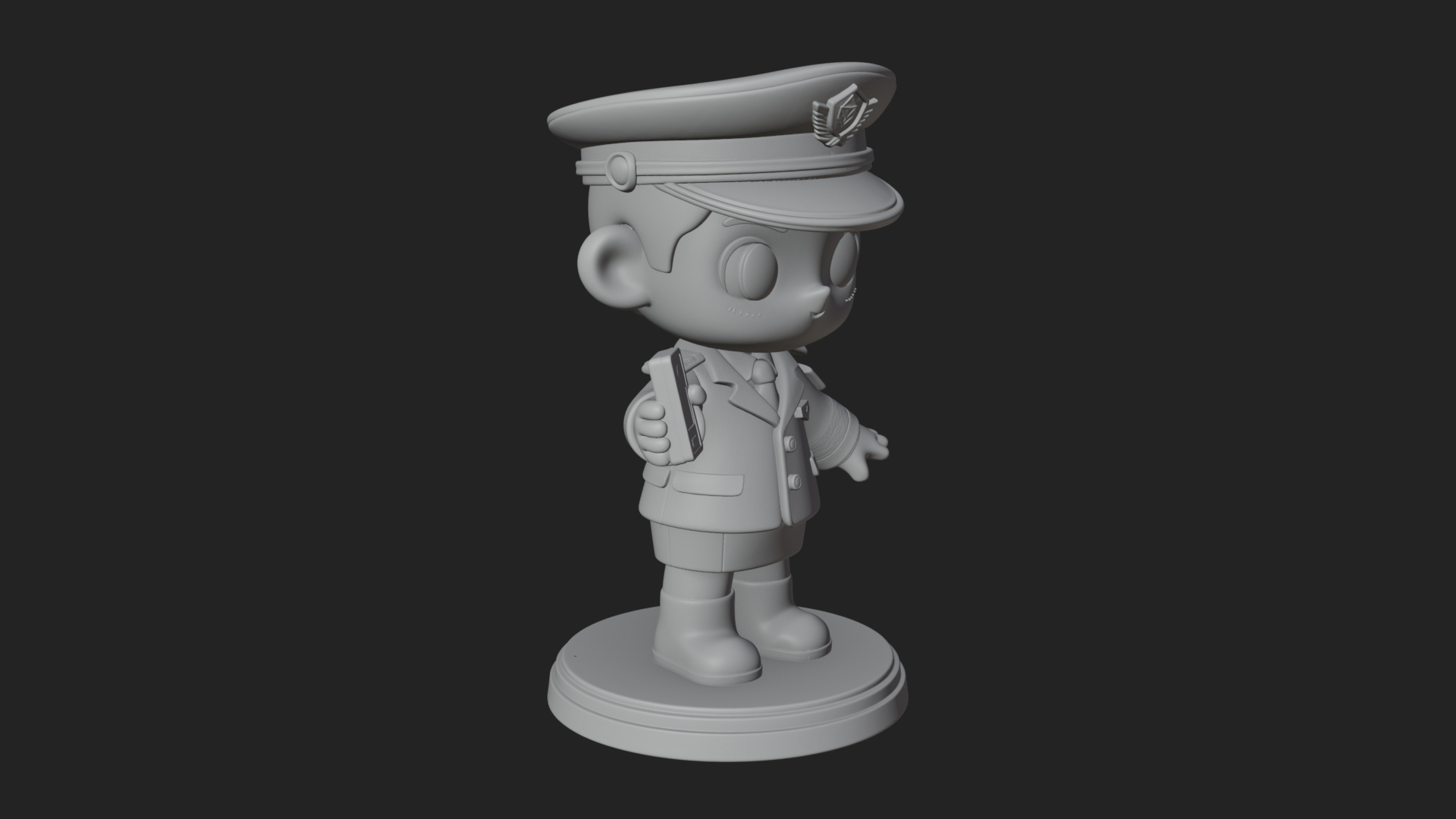 Chibi Police Officer Statue Design 12 3D Print Model 3D Model