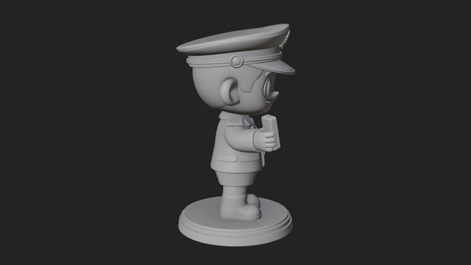 Chibi Police Officer Statue Design 12 3D Print Model 3D Model