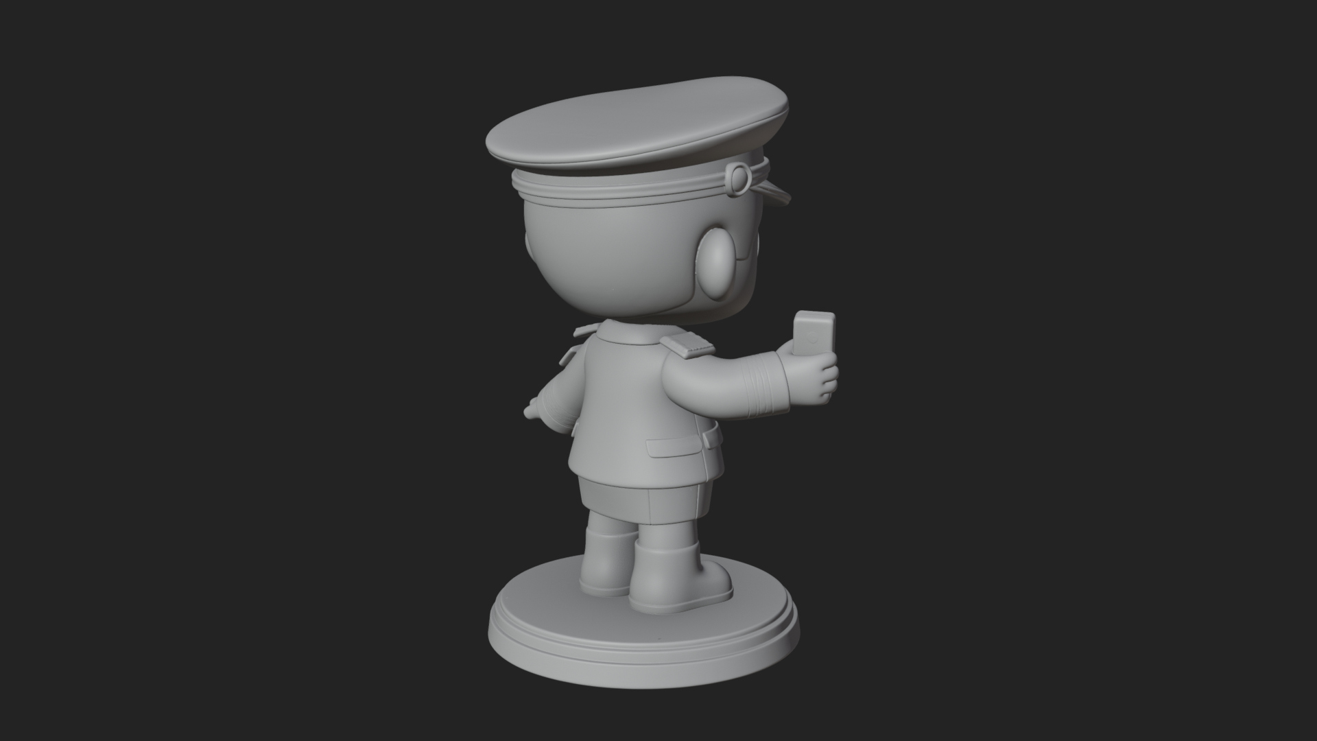 Chibi Police Officer Statue Design 12 3D Print Model 3D Model