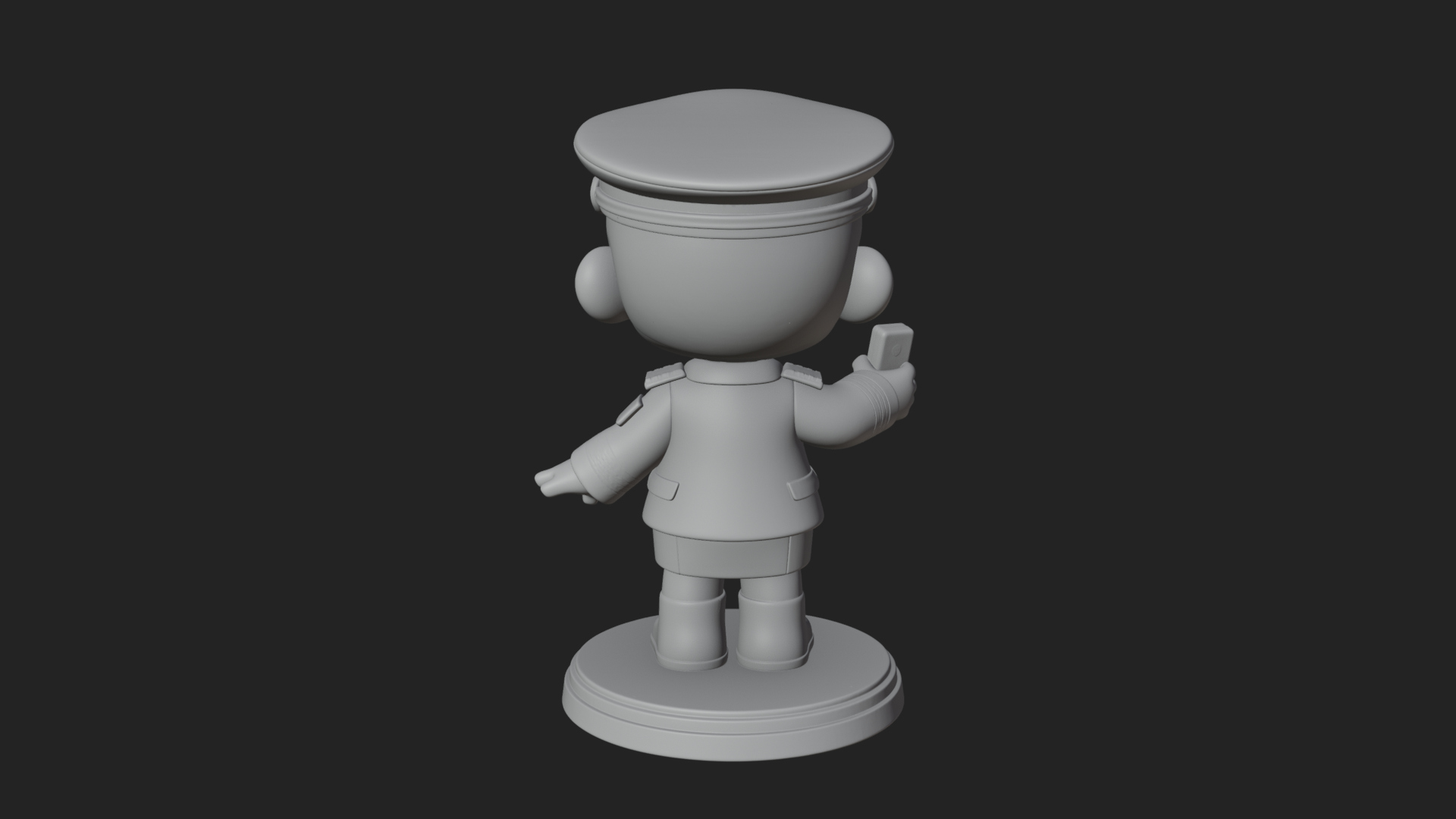 Chibi Police Officer Statue Design 12 3D Print Model 3D Model