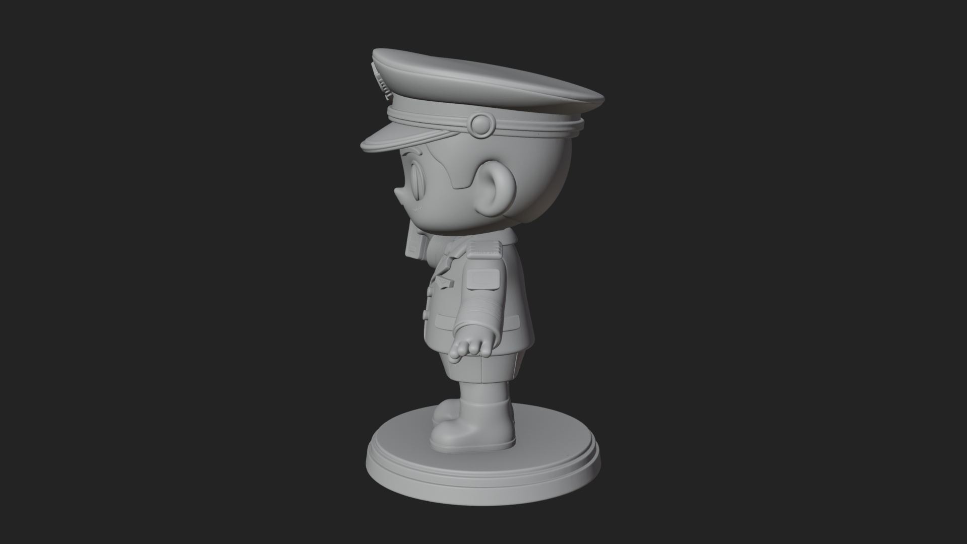 Chibi Police Officer Statue Design 12 3D Print Model 3D Model