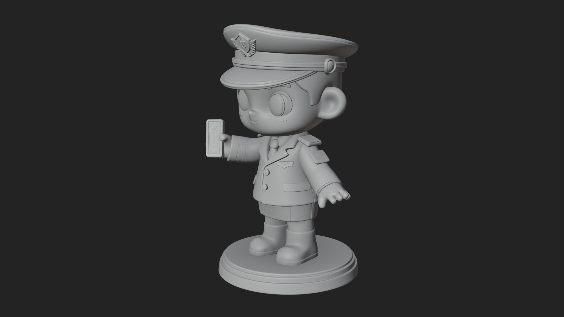 Chibi Police Officer Statue Design 12 3D Print Model 3D Model