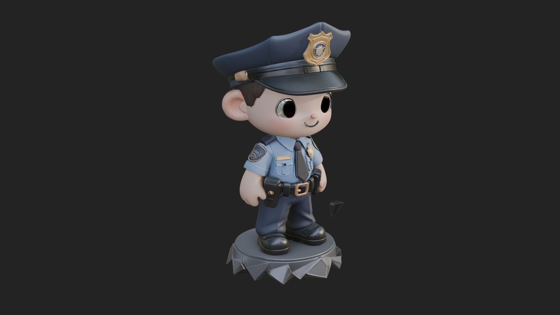 Chibi Police Officer Statue Design 2 3D Print Model 3D Model