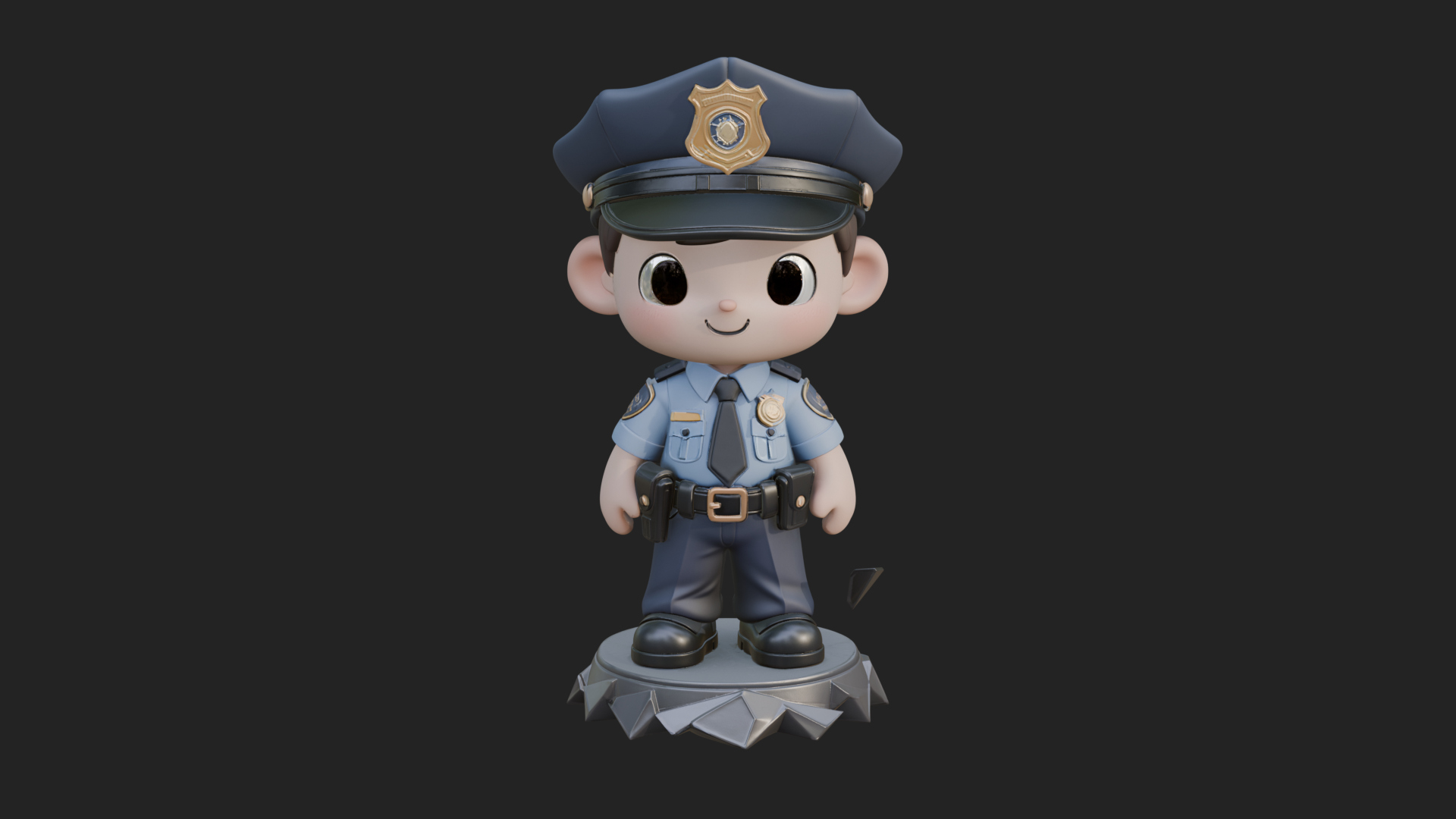 Chibi Police Officer Statue Design 2 3D Print Model 3D Model