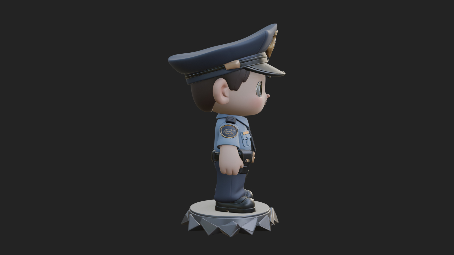 Chibi Police Officer Statue Design 2 3D Print Model 3D Model