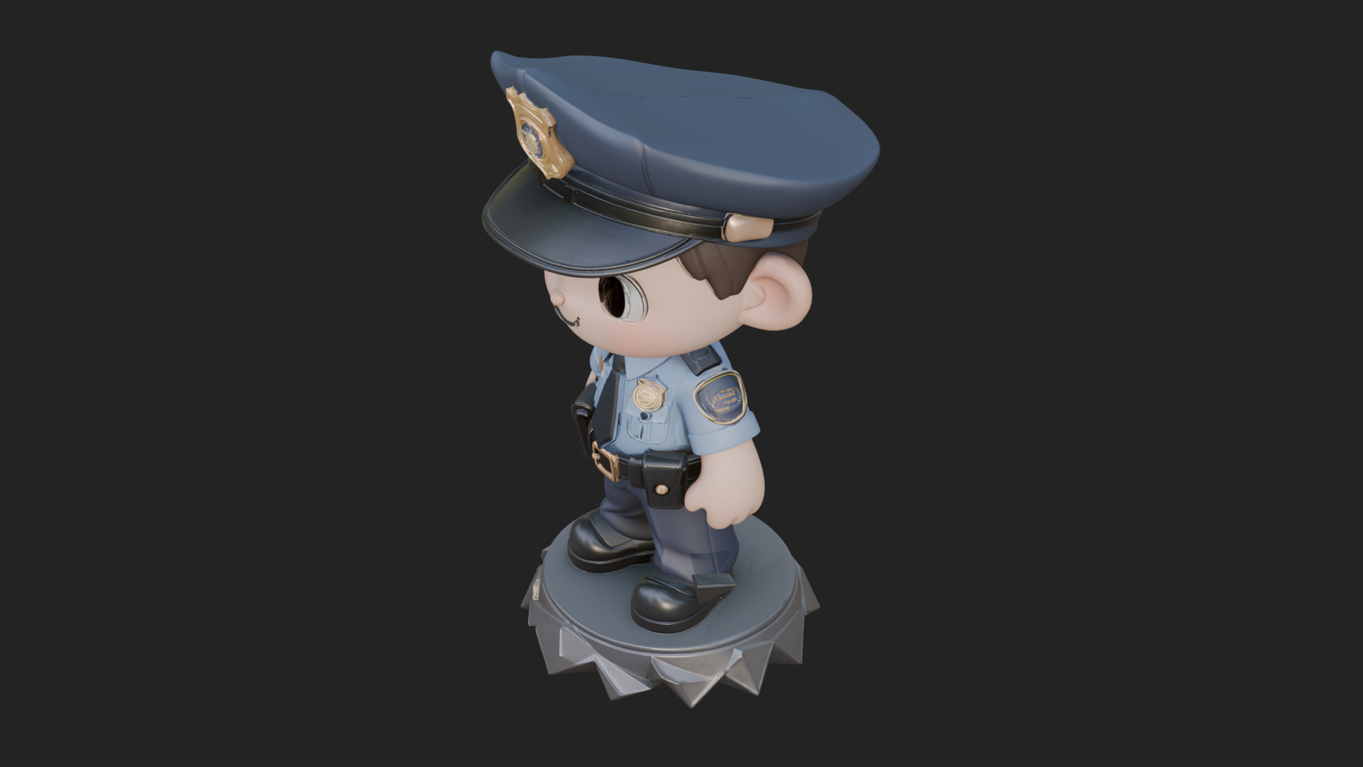 Chibi Police Officer Statue Design 2 3D Print Model 3D Model