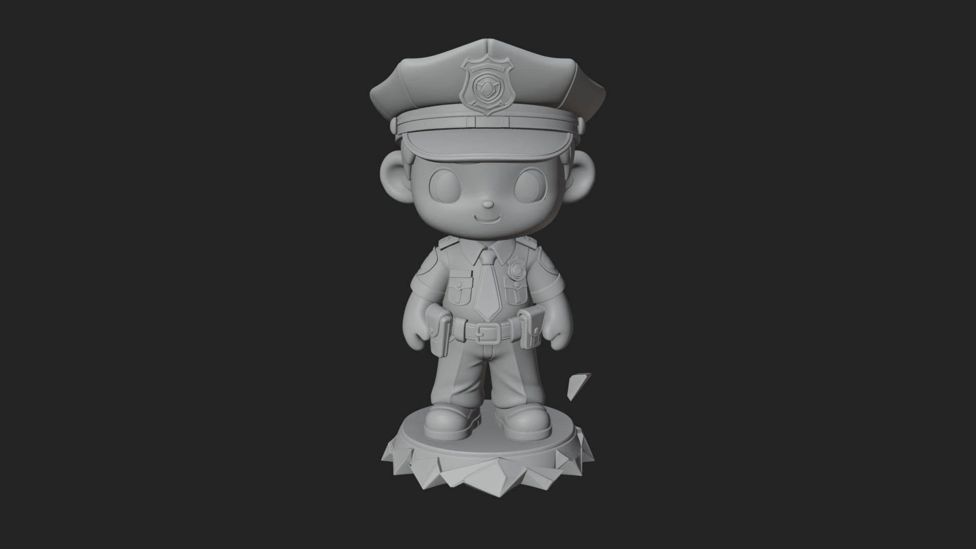 Chibi Police Officer Statue Design 2 3D Print Model 3D Model