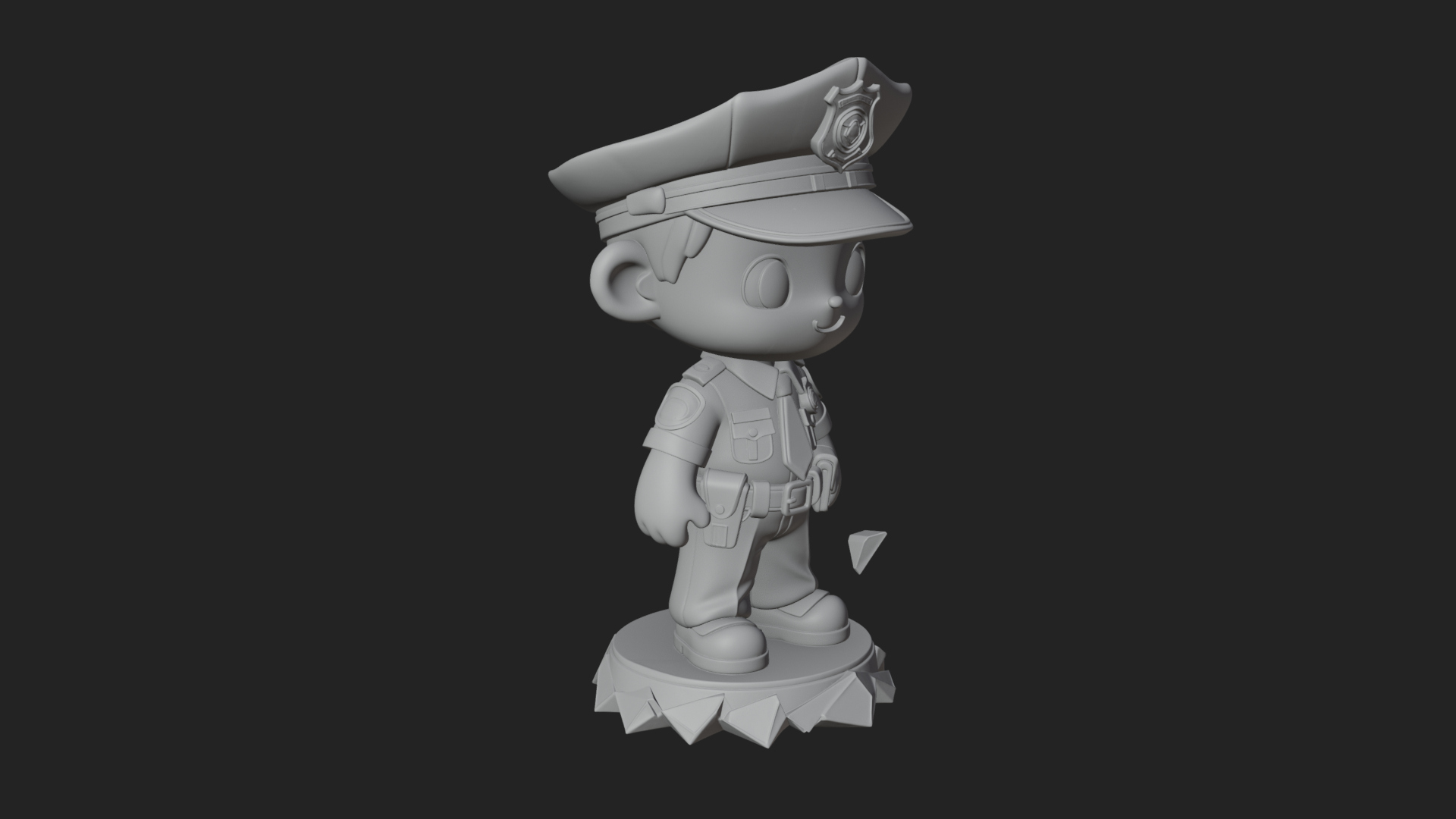 Chibi Police Officer Statue Design 2 3D Print Model 3D Model