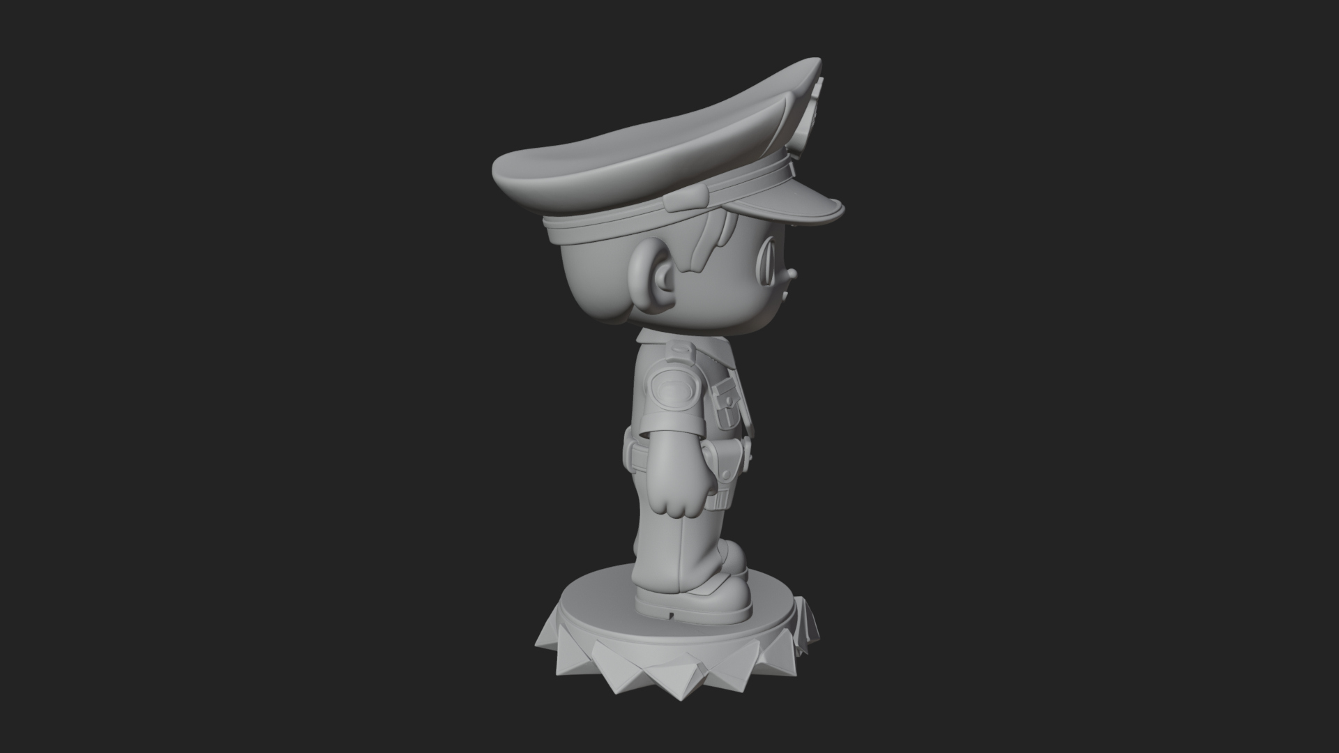 Chibi Police Officer Statue Design 2 3D Print Model 3D Model