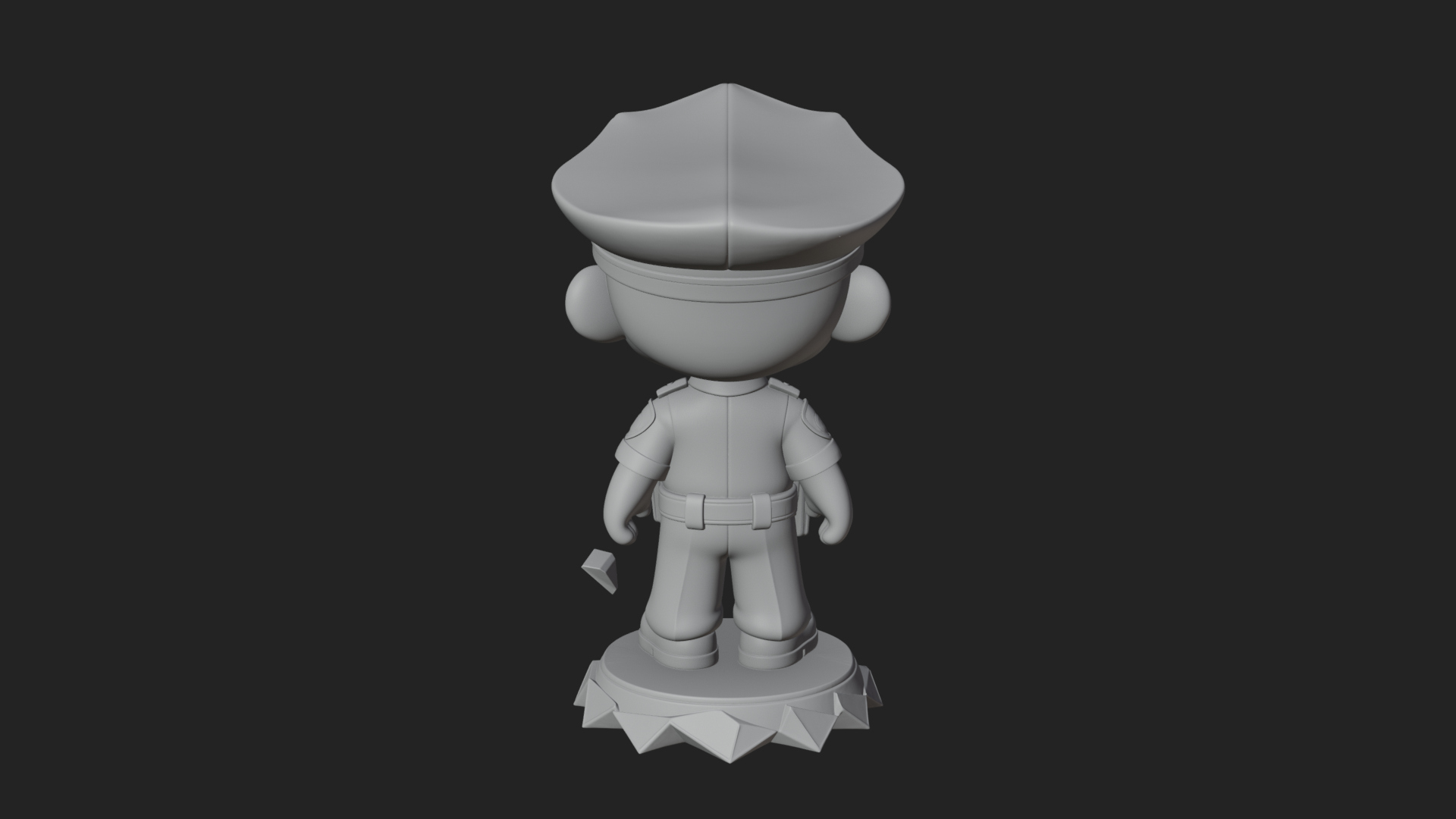 Chibi Police Officer Statue Design 2 3D Print Model 3D Model