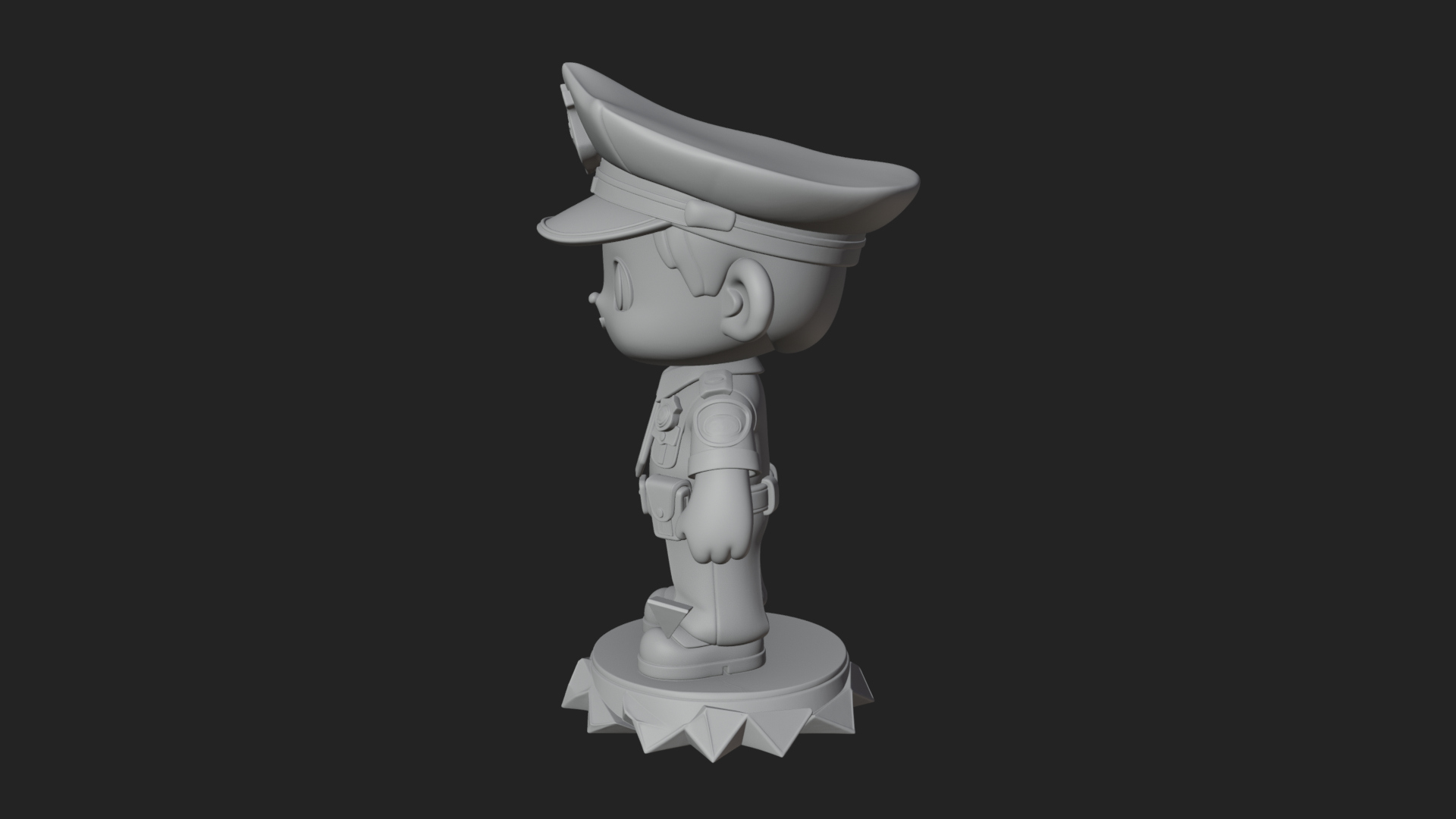 Chibi Police Officer Statue Design 2 3D Print Model 3D Model
