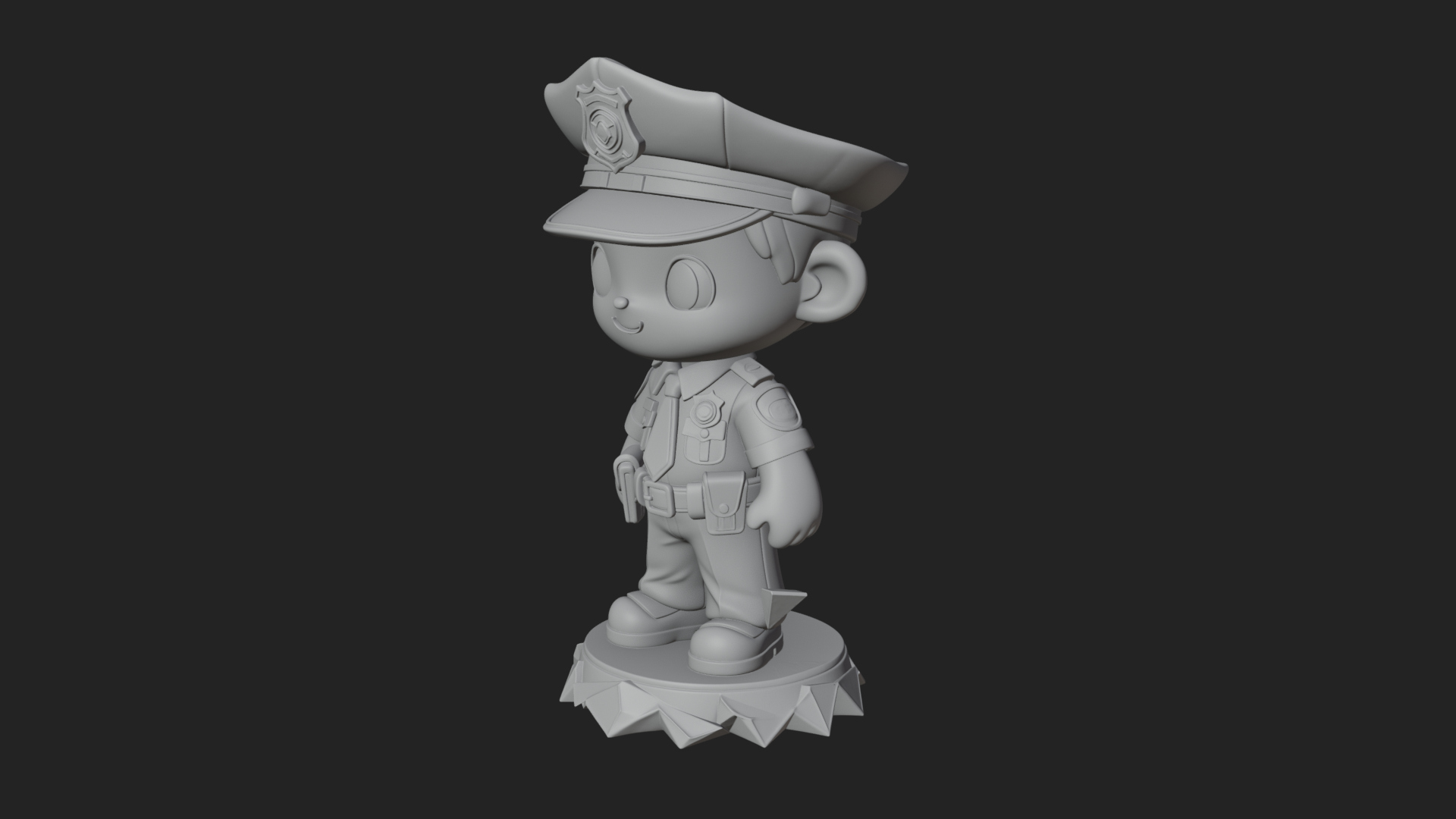 Chibi Police Officer Statue Design 2 3D Print Model 3D Model