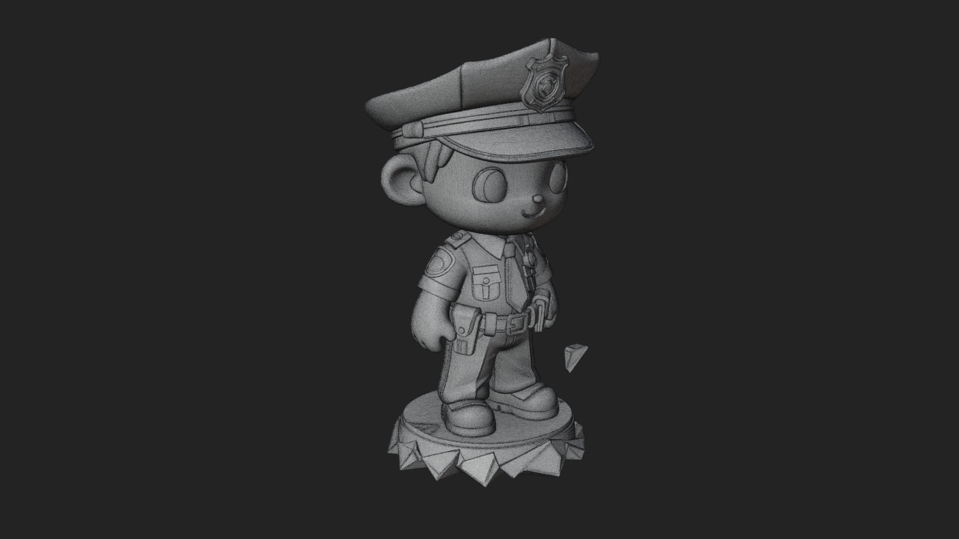 Chibi Police Officer Statue Design 2 3D Print Model 3D Model
