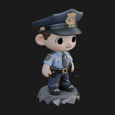 Chibi Police Officer Statue Design 2 3D Print Model