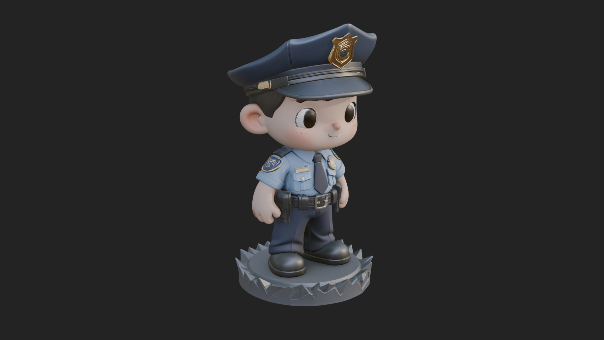 Chibi Police Officer Statue Design 3 3D Print Model 3D Model