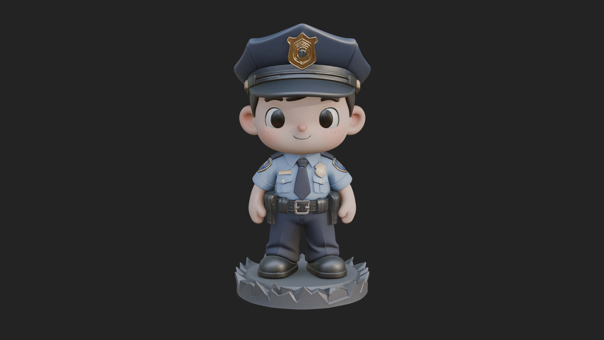 Chibi Police Officer Statue Design 3 3D Print Model 3D Model