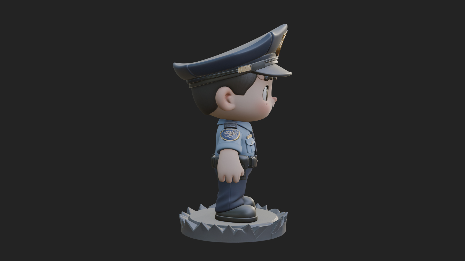 Chibi Police Officer Statue Design 3 3D Print Model 3D Model