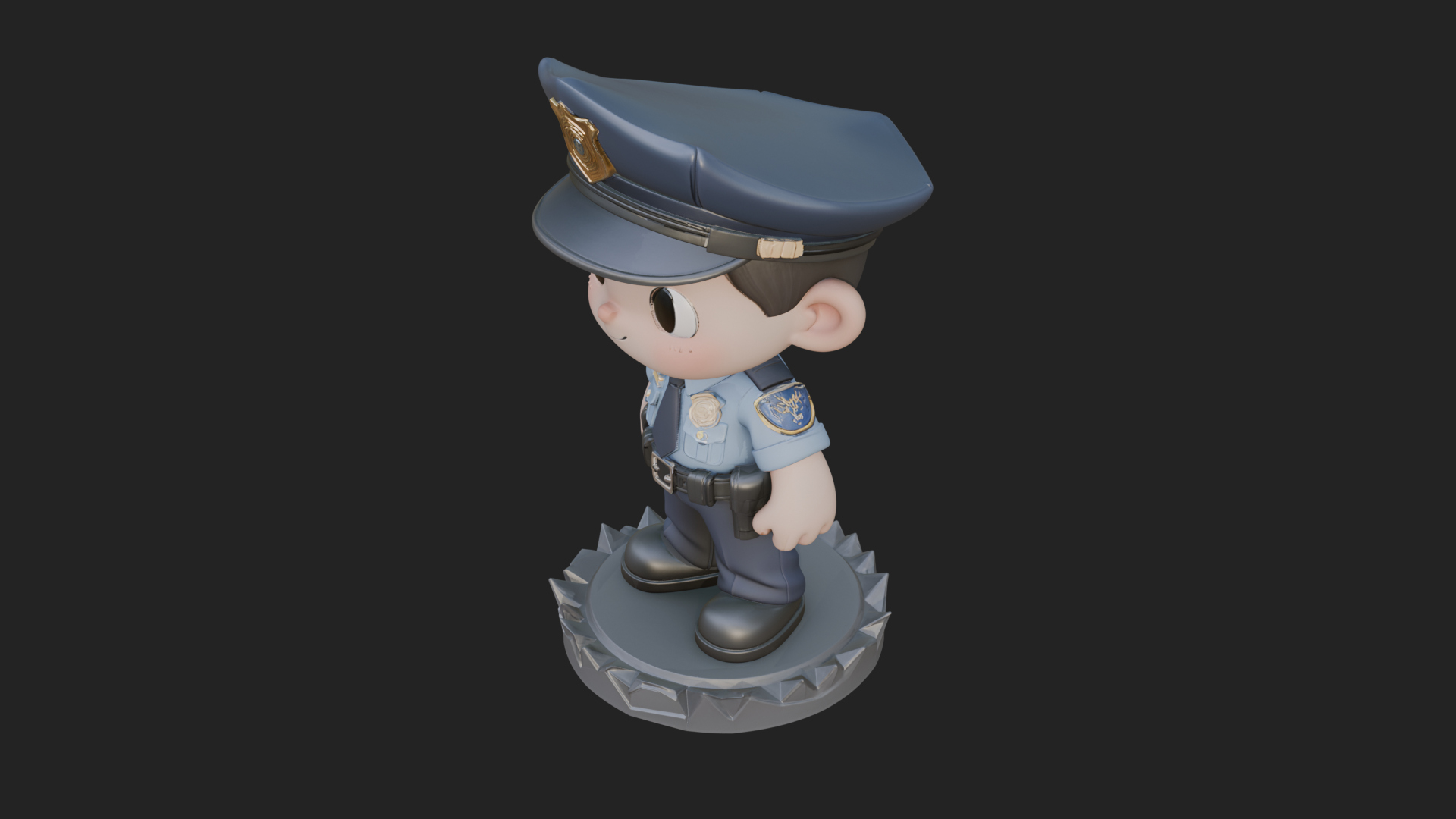 Chibi Police Officer Statue Design 3 3D Print Model 3D Model
