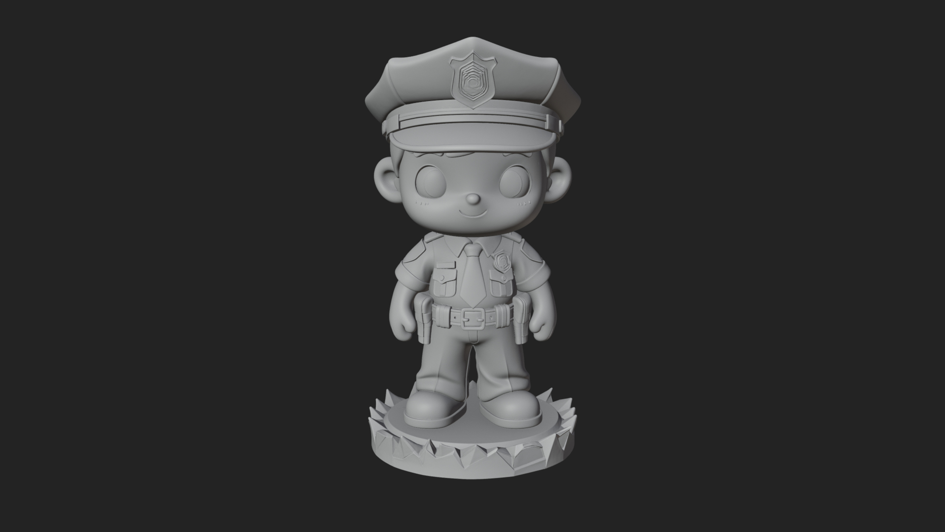 Chibi Police Officer Statue Design 3 3D Print Model 3D Model