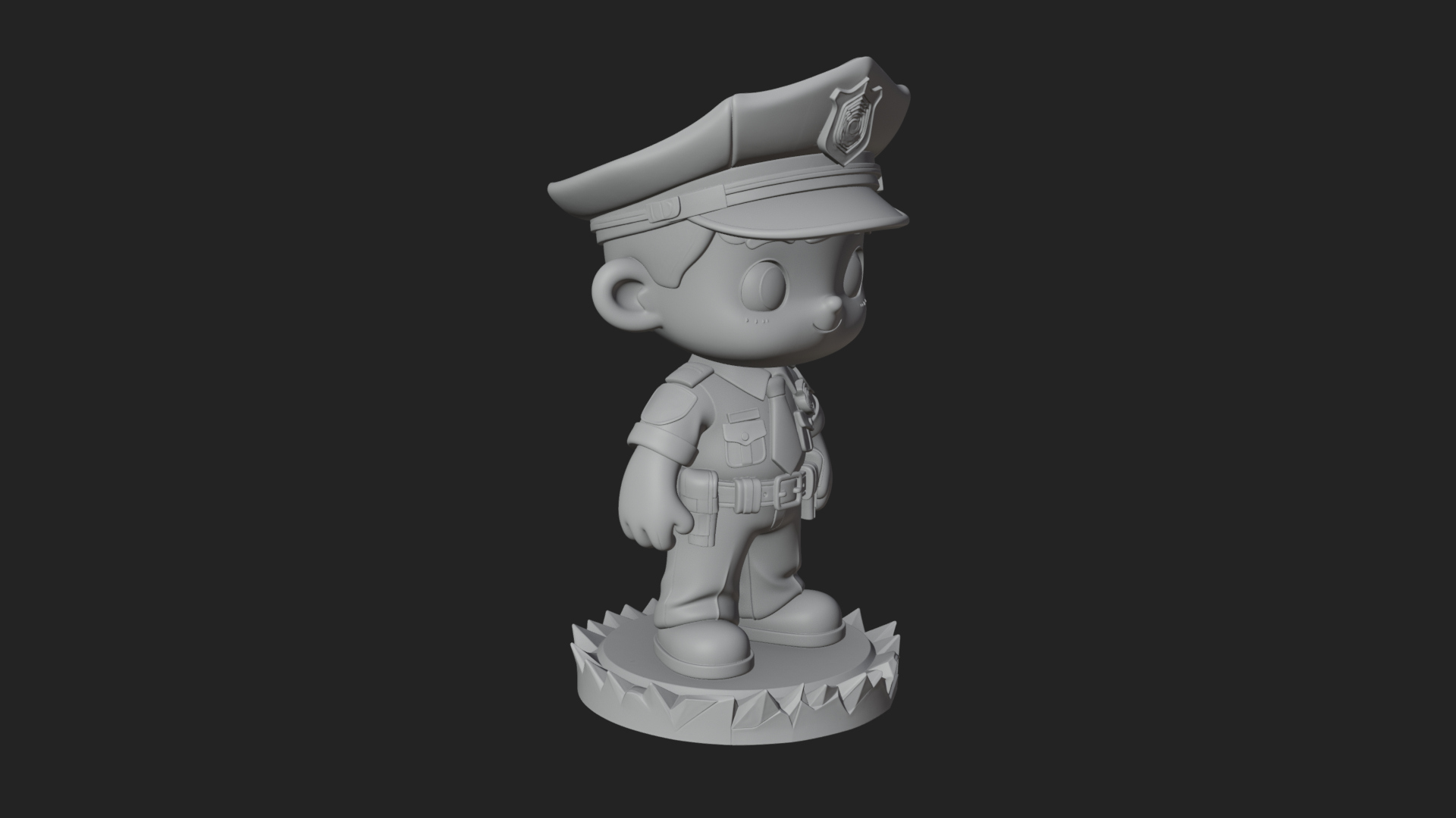 Chibi Police Officer Statue Design 3 3D Print Model 3D Model