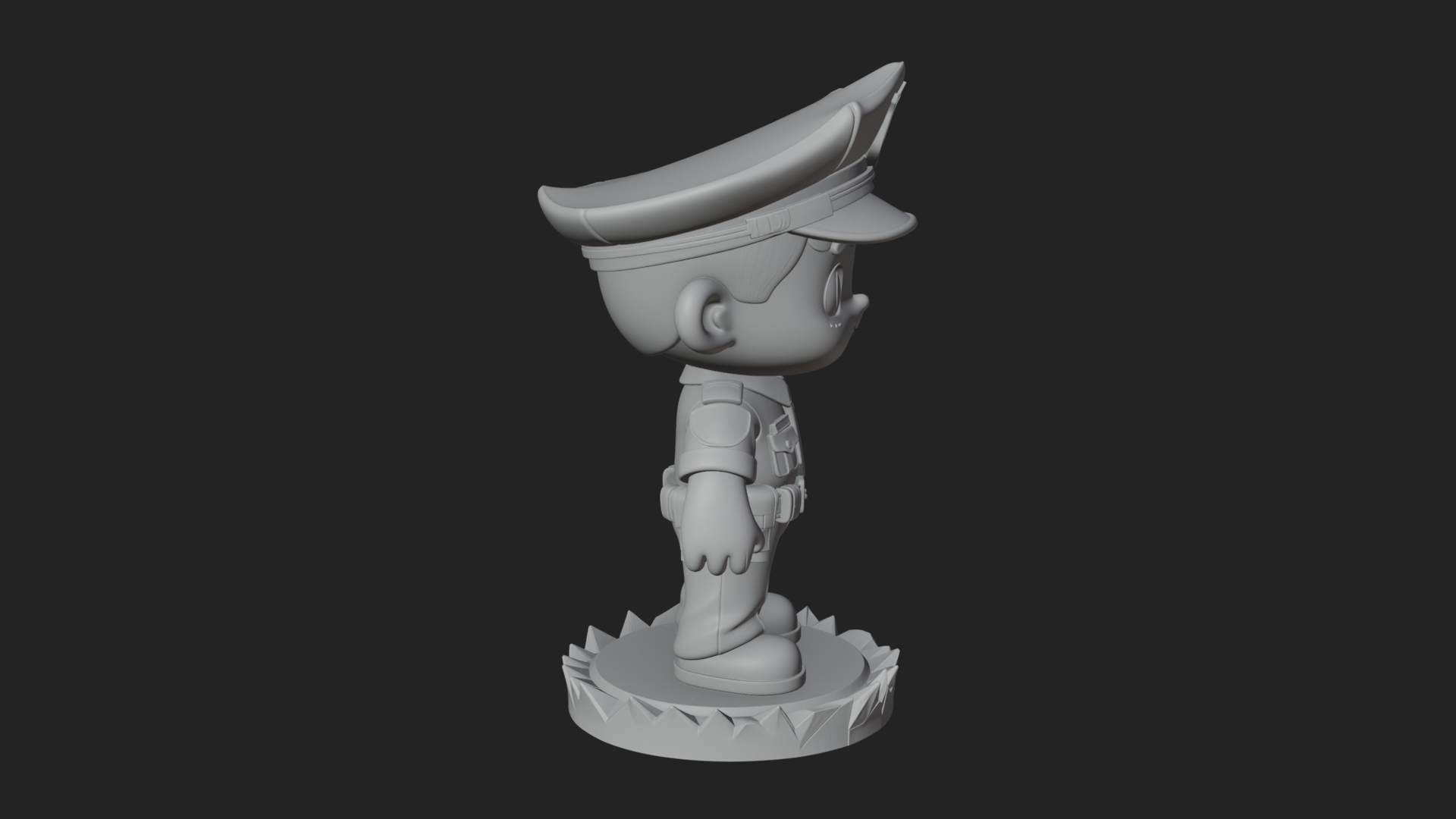 Chibi Police Officer Statue Design 3 3D Print Model 3D Model