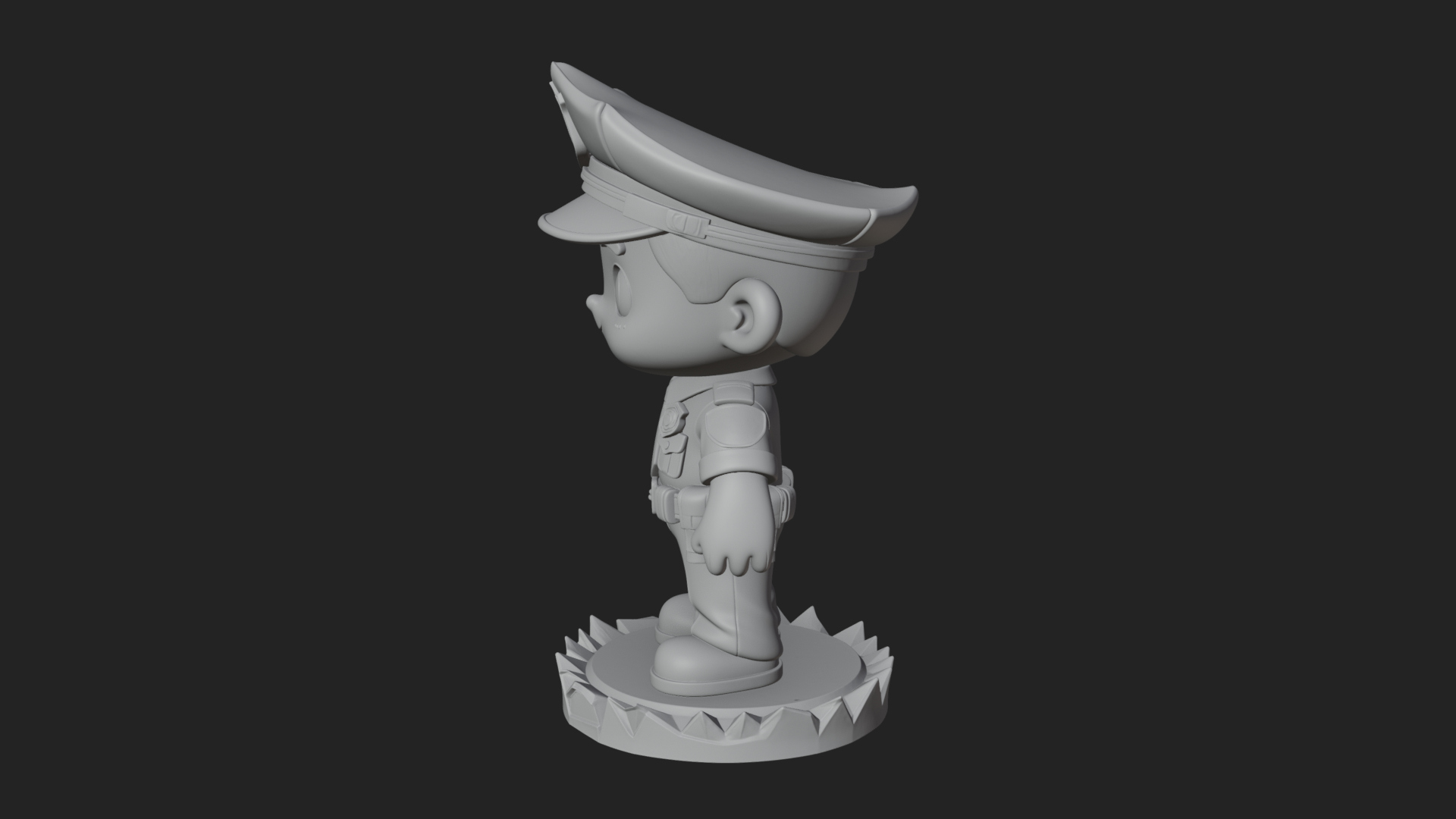 Chibi Police Officer Statue Design 3 3D Print Model 3D Model